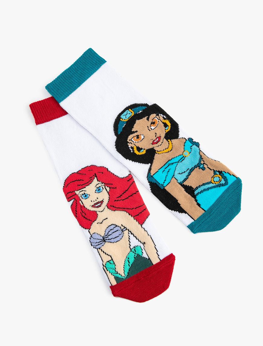  Kız Çocuk Prenses Şehrazat ve Küçük Deniz Kızı Çorap Seti Lisanslı 2'li