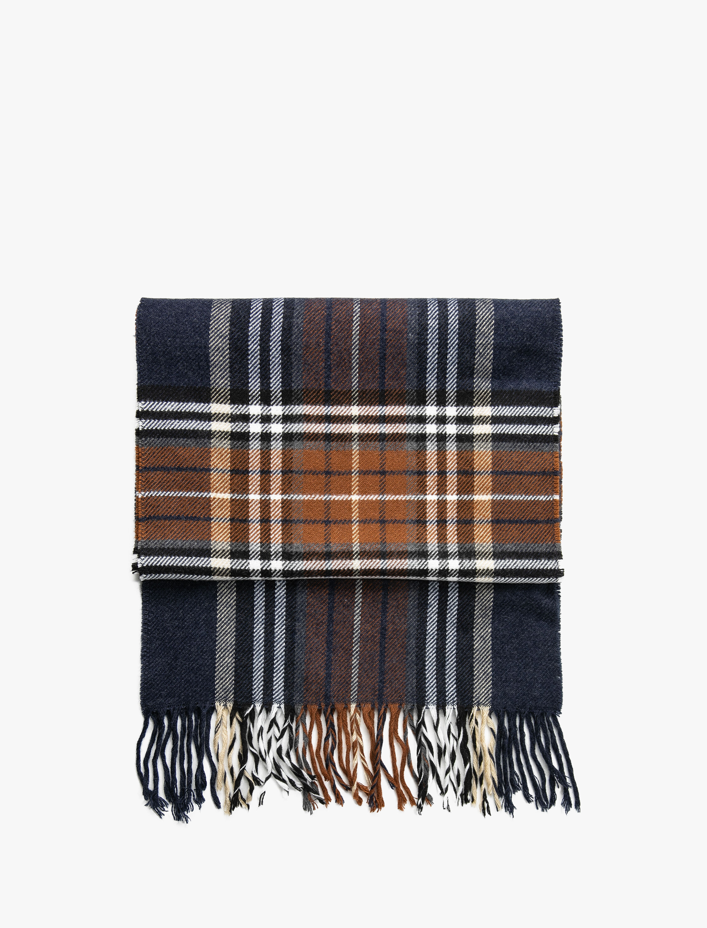  Erkek Ekoseli Atkı Püskül Detaylı Yumuşak Dokulu