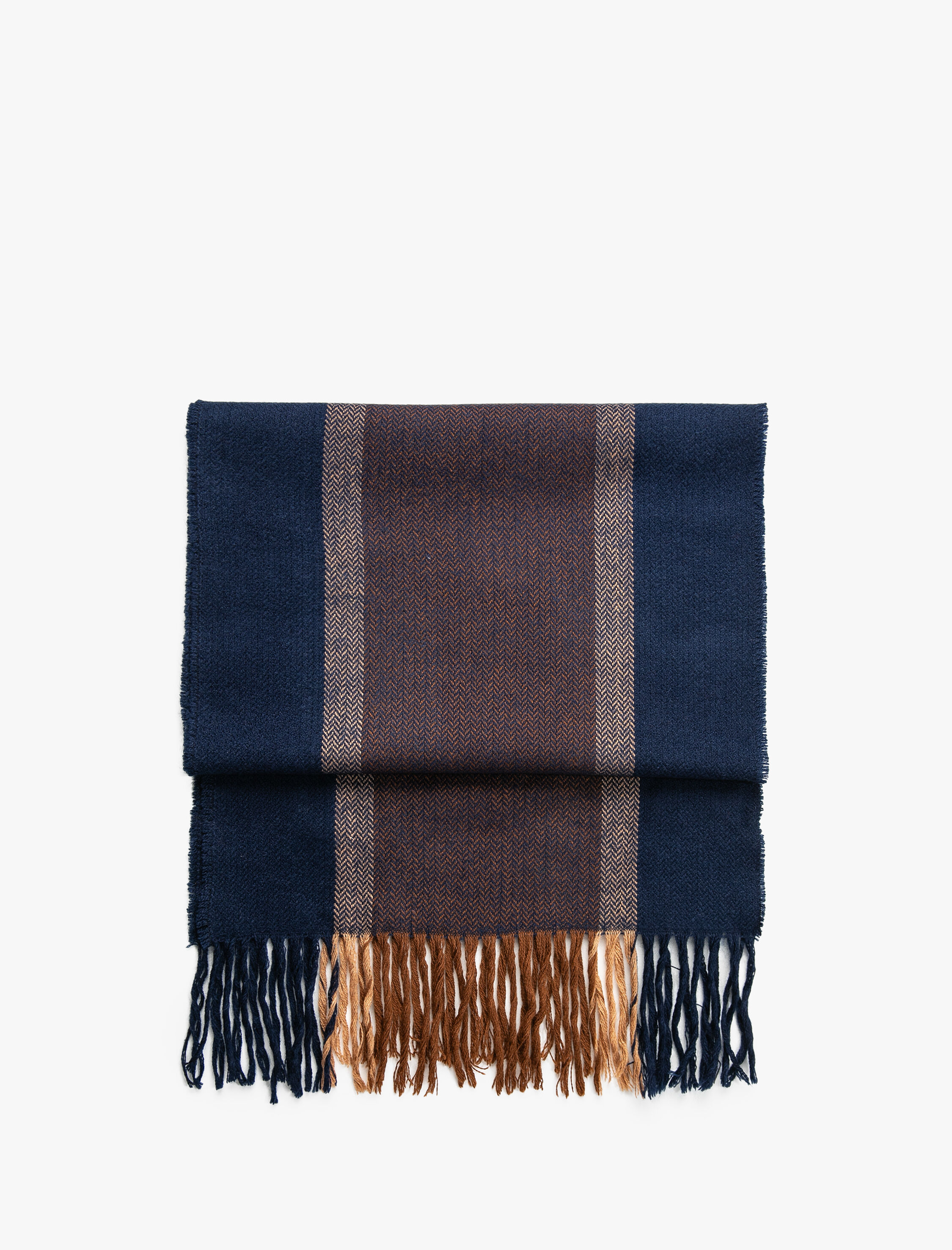  Erkek Atkı Püskül Detaylı Renk Bloklu Yumuşak Dokulu