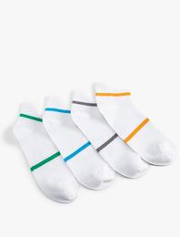 4'lü Patik Çorap Seti Şerit Detaylı Dokulu