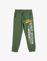 Jogger Eşofman Altı Baskılı Cepli Beli Bağlamalı Şardonlu Pamuklu