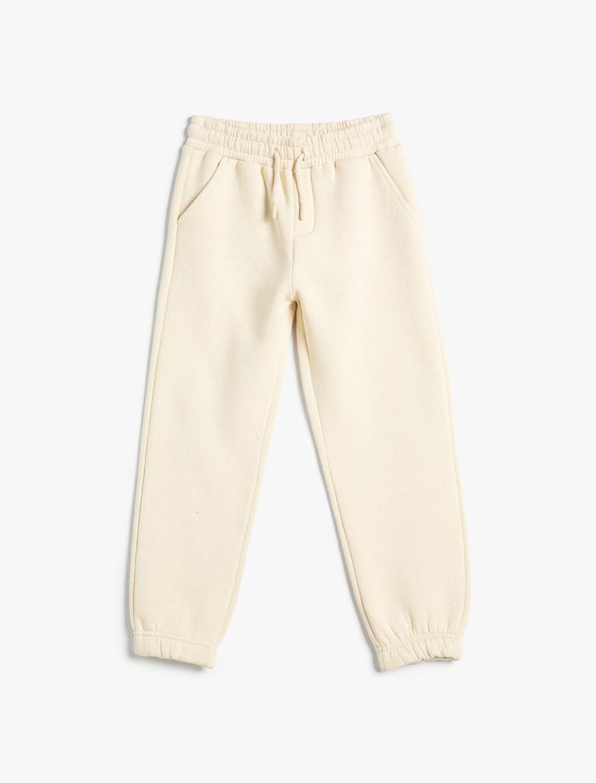  Erkek Çocuk Basic Jogger Eşofman Altı Şardonlu Beli Bağlamalı Cepli