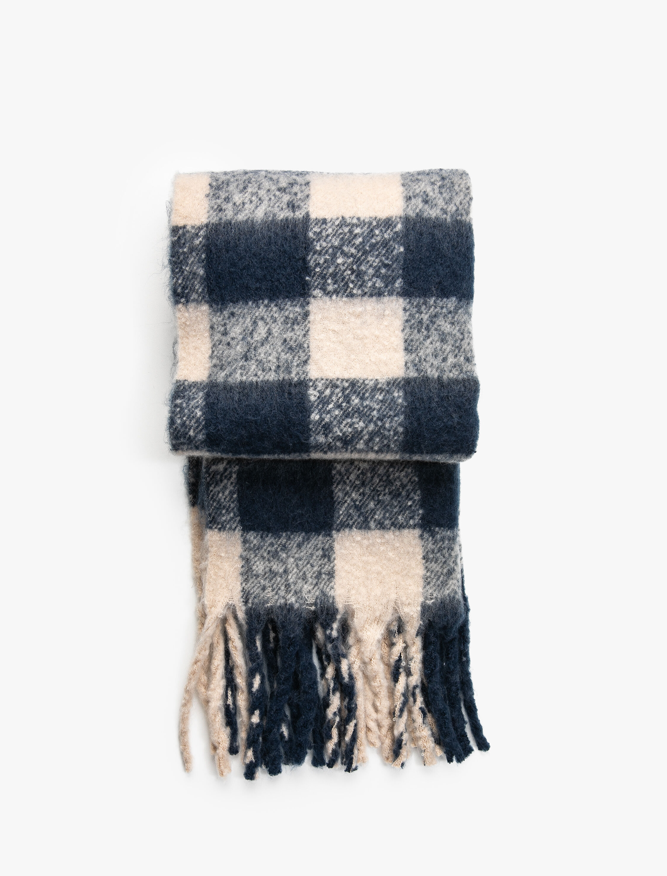  Kadın Atkı Kareli Yumuşak Dokulu Püsküllü