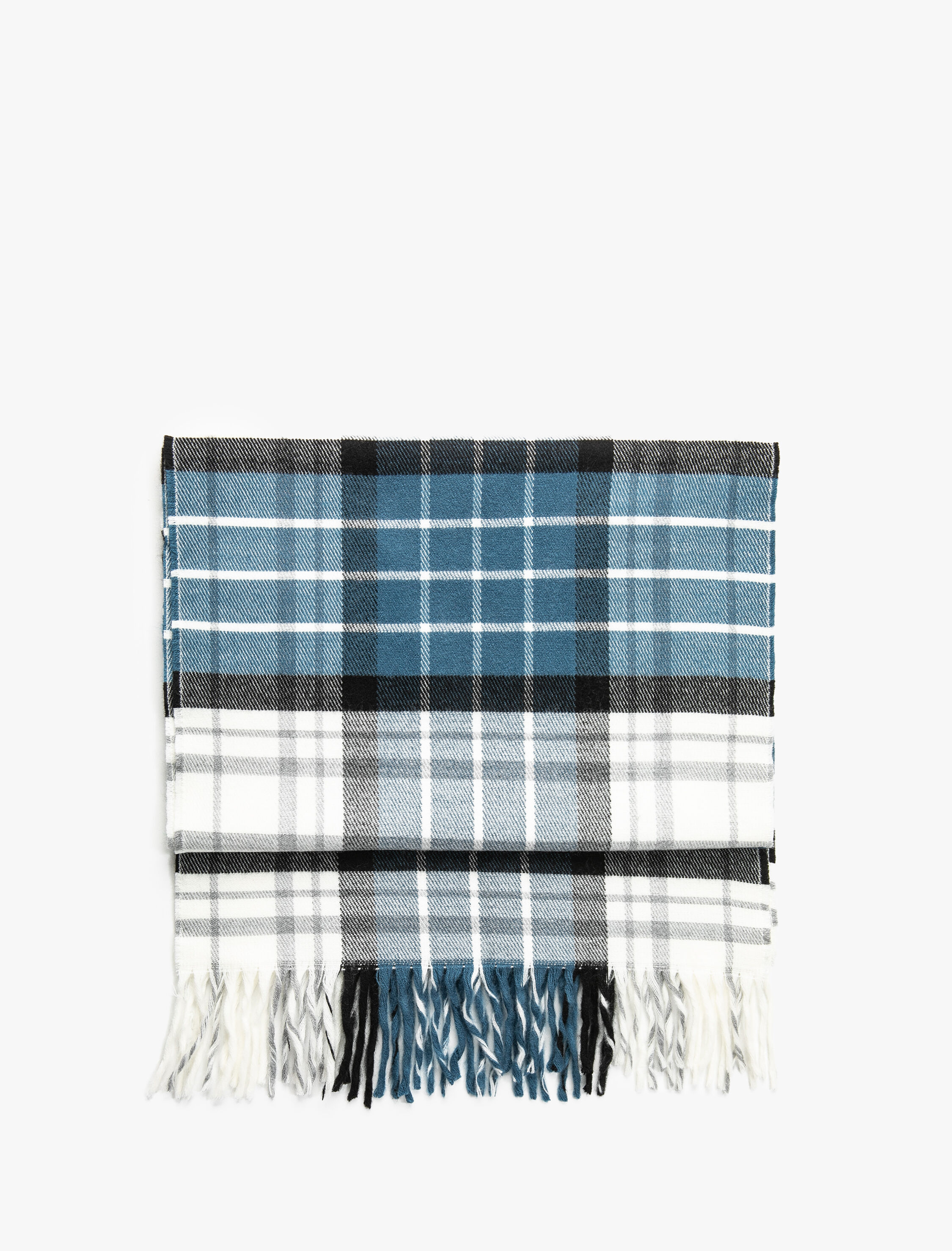  Erkek Ekoseli Atkı Püskül Detaylı Yumuşak Dokulu