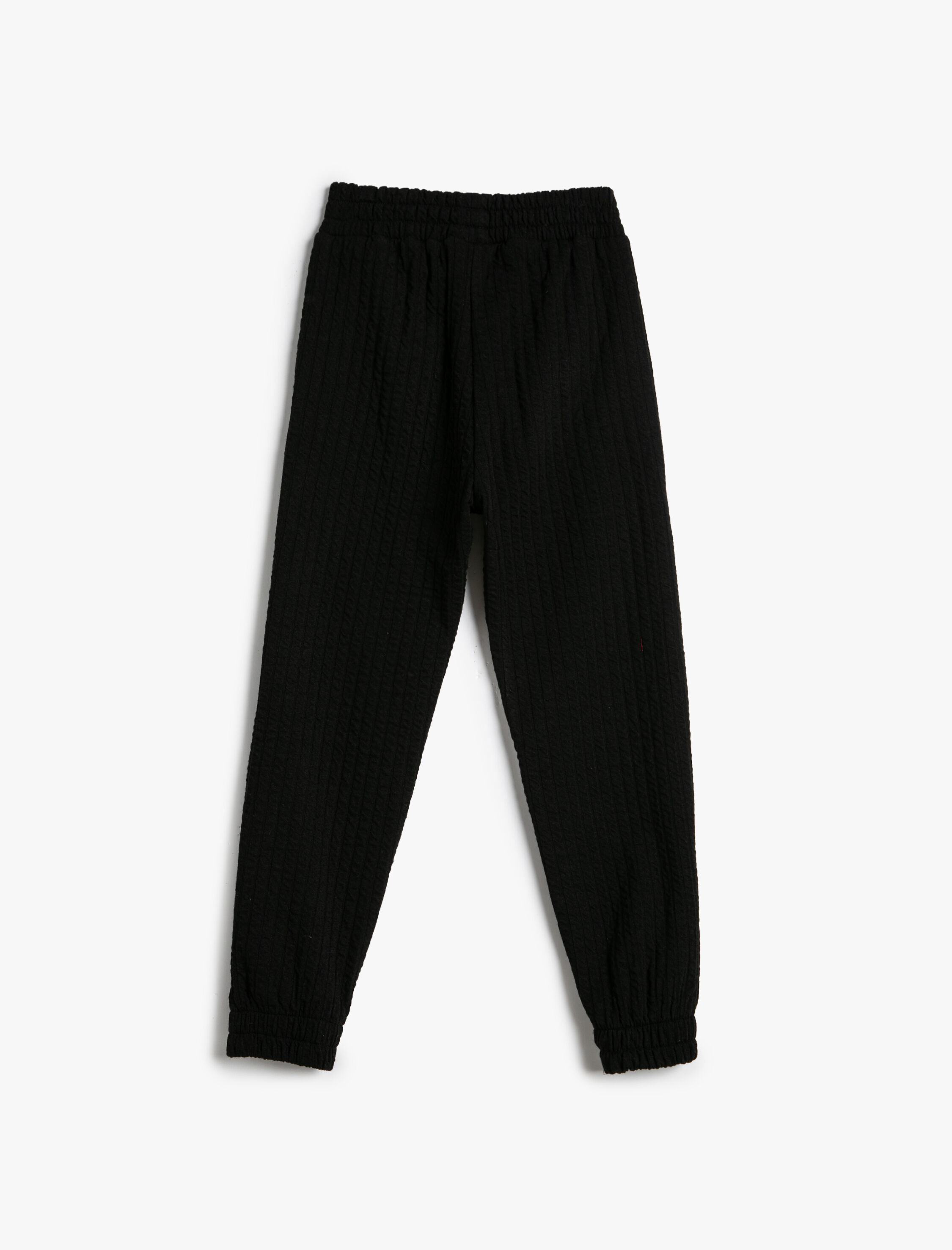  Kız Çocuk Basic Jogger Eşofman Altı Dokulu Beli Lastikli Cepli Şardonlu