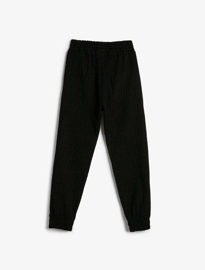 Kız Çocuk Basic Jogger Eşofman Altı Dokulu Beli Lastikli Cepli Şardonlu