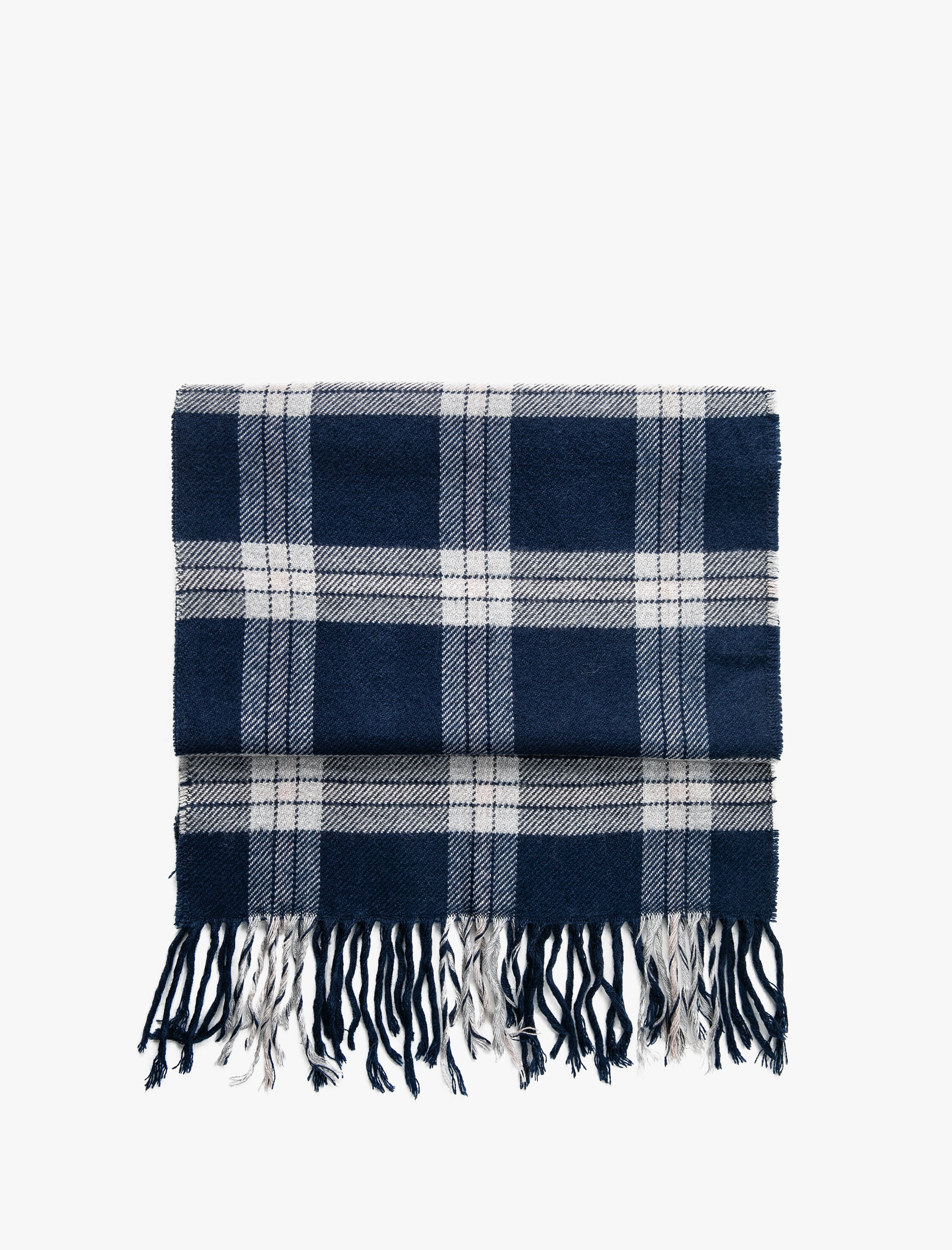 Erkek Ekoseli Atkı Püskül Detaylı Yumuşak Dokulu