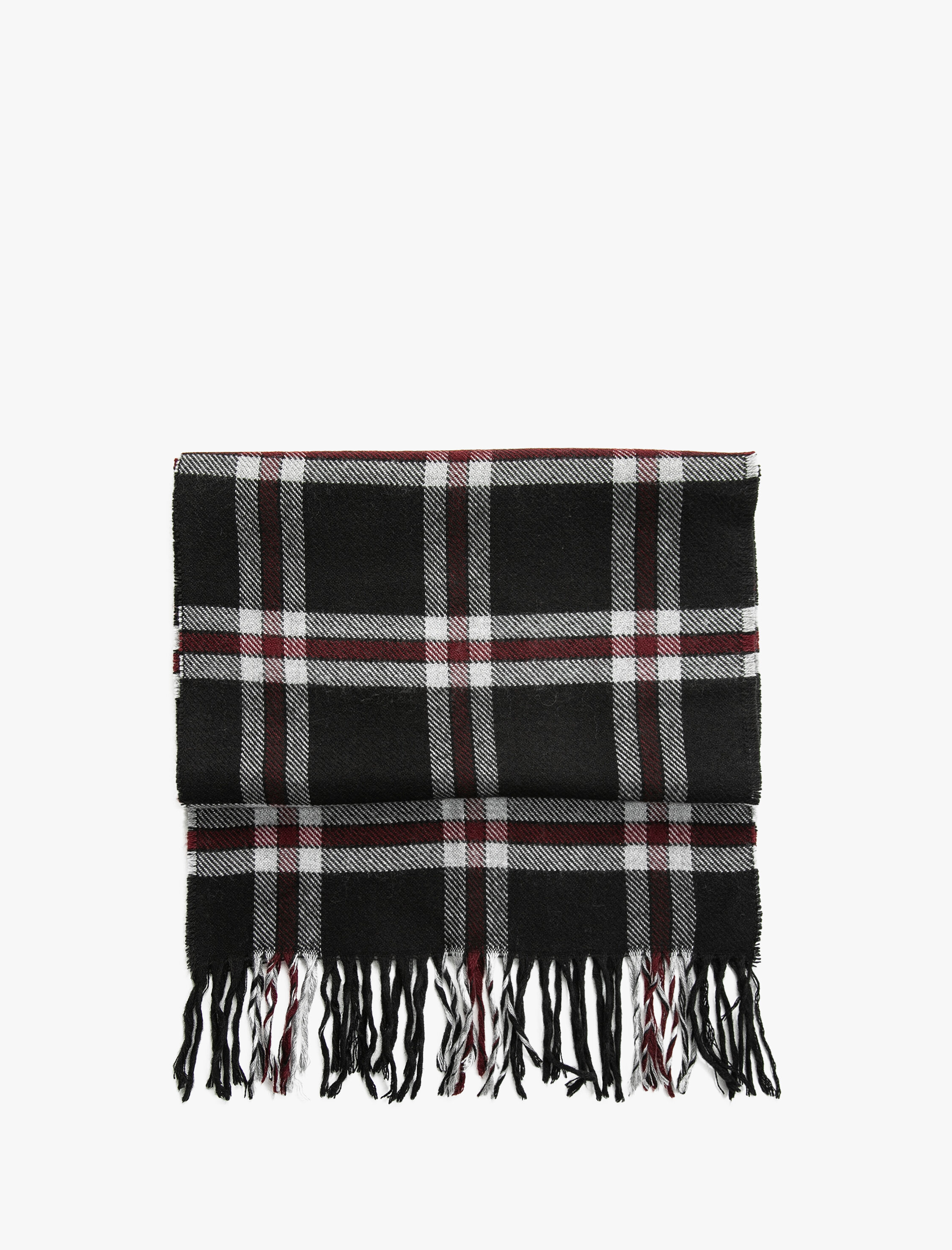  Erkek Ekoseli Atkı Püskül Detaylı Yumuşak Dokulu