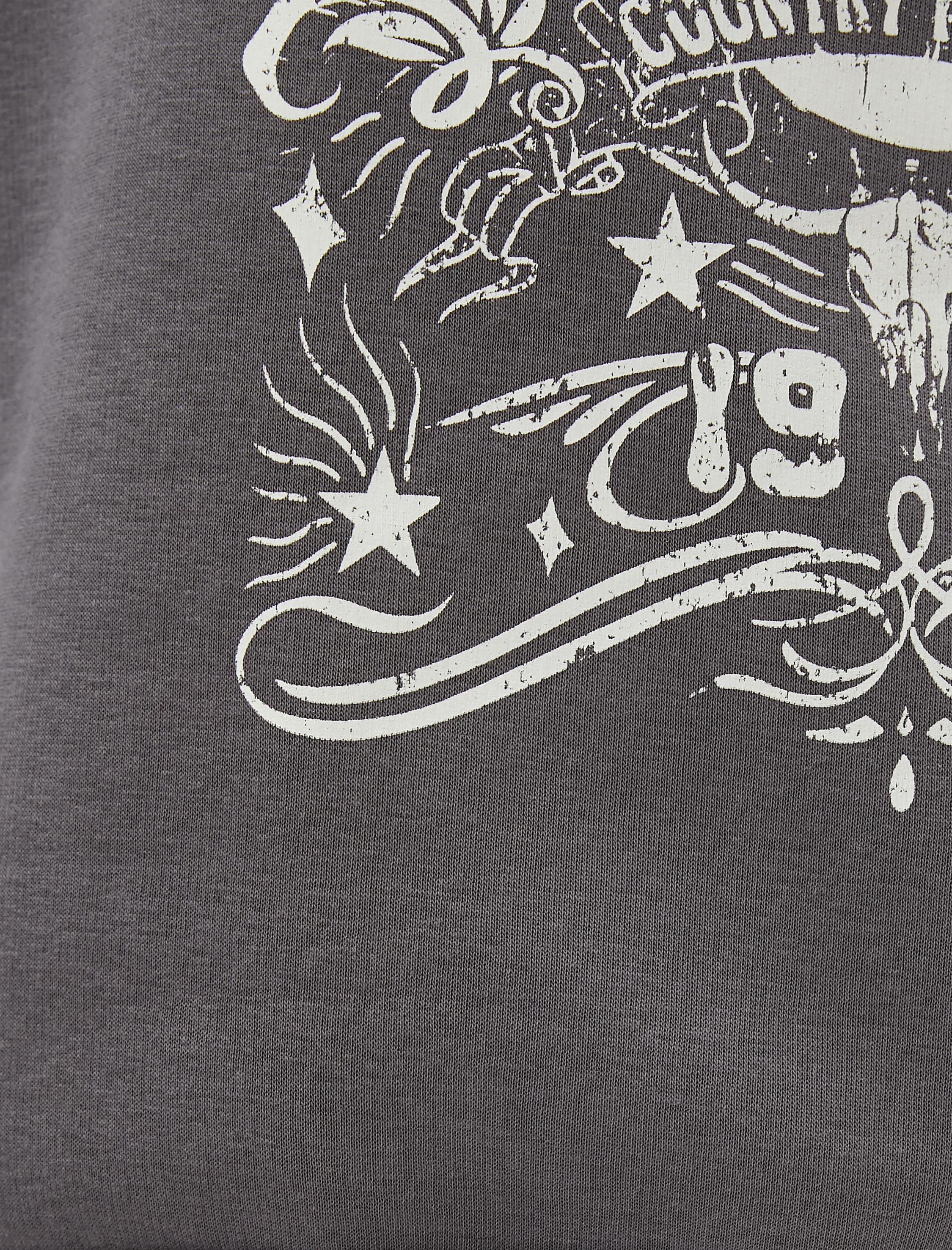   Şardonlu Kapüşonlu Sweatshirt Baskılı Rahat Kesim Ribanalı Uzun Kollu