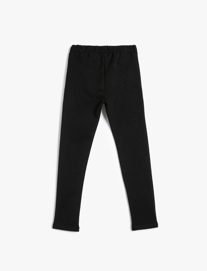 Kız Çocuk Tayt Suni Deri Detaylı Beli Lastikli