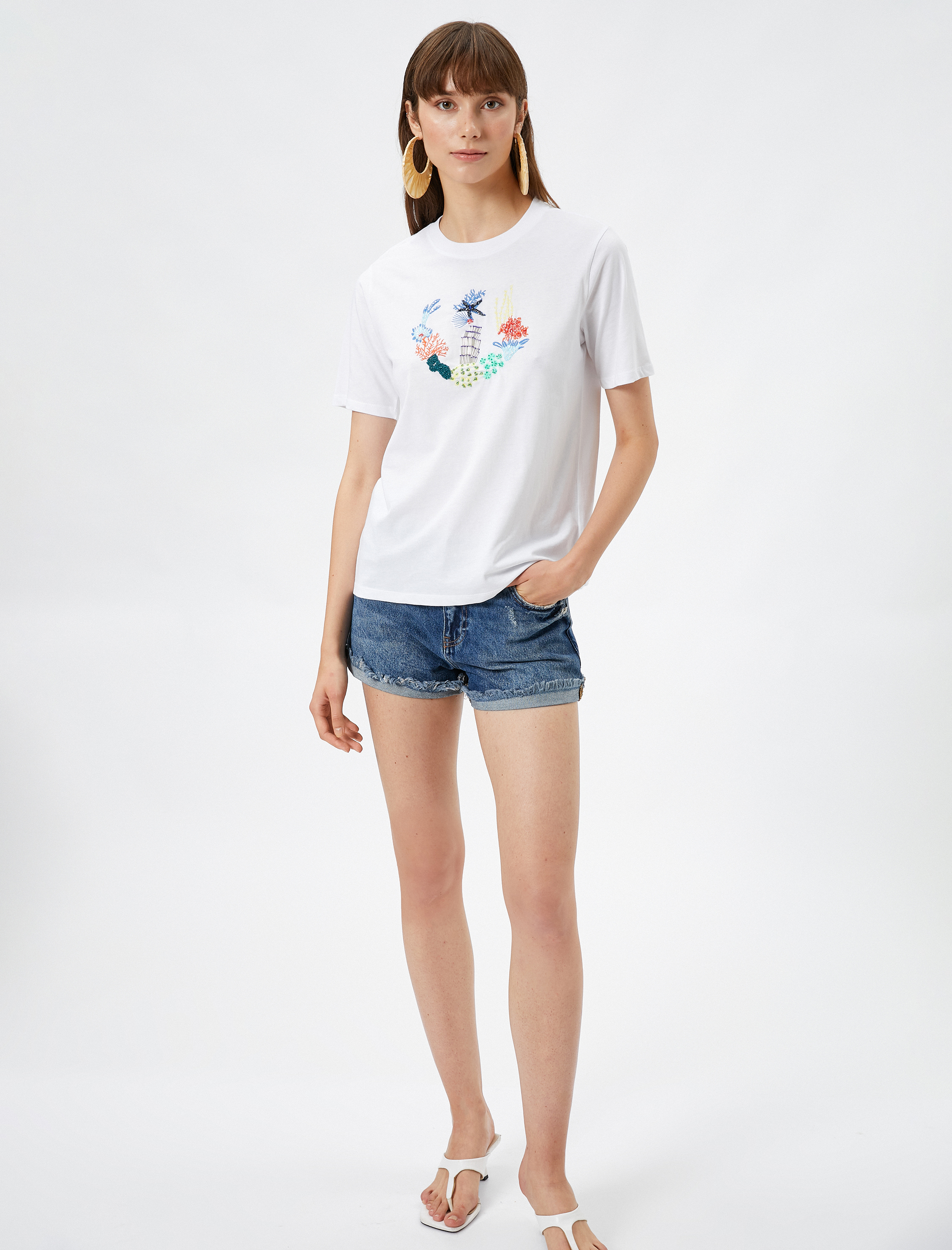   Koton X Şahika Ercümen - Marin Temalı Boncuk İşlemeli Tişört