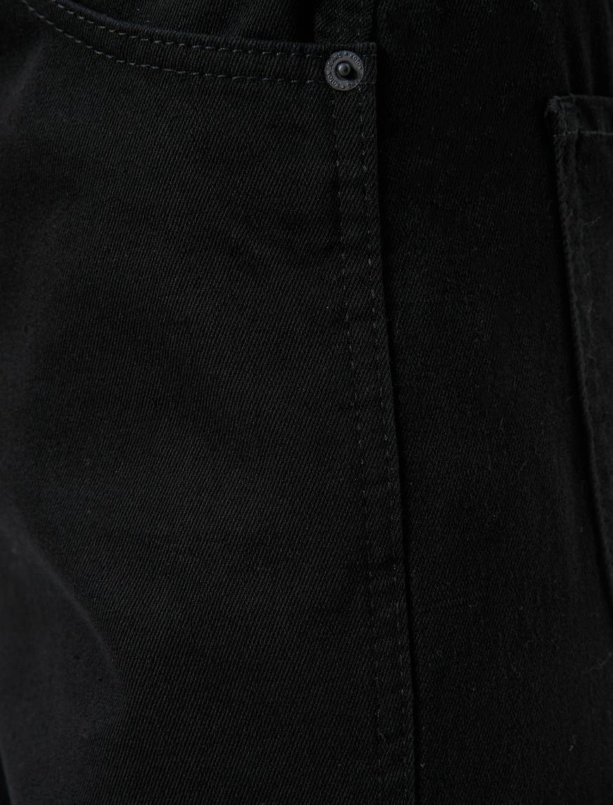   Bol Paça Kot Pantolon Gabardin Kumaş Cep Detaylı Pamuklu