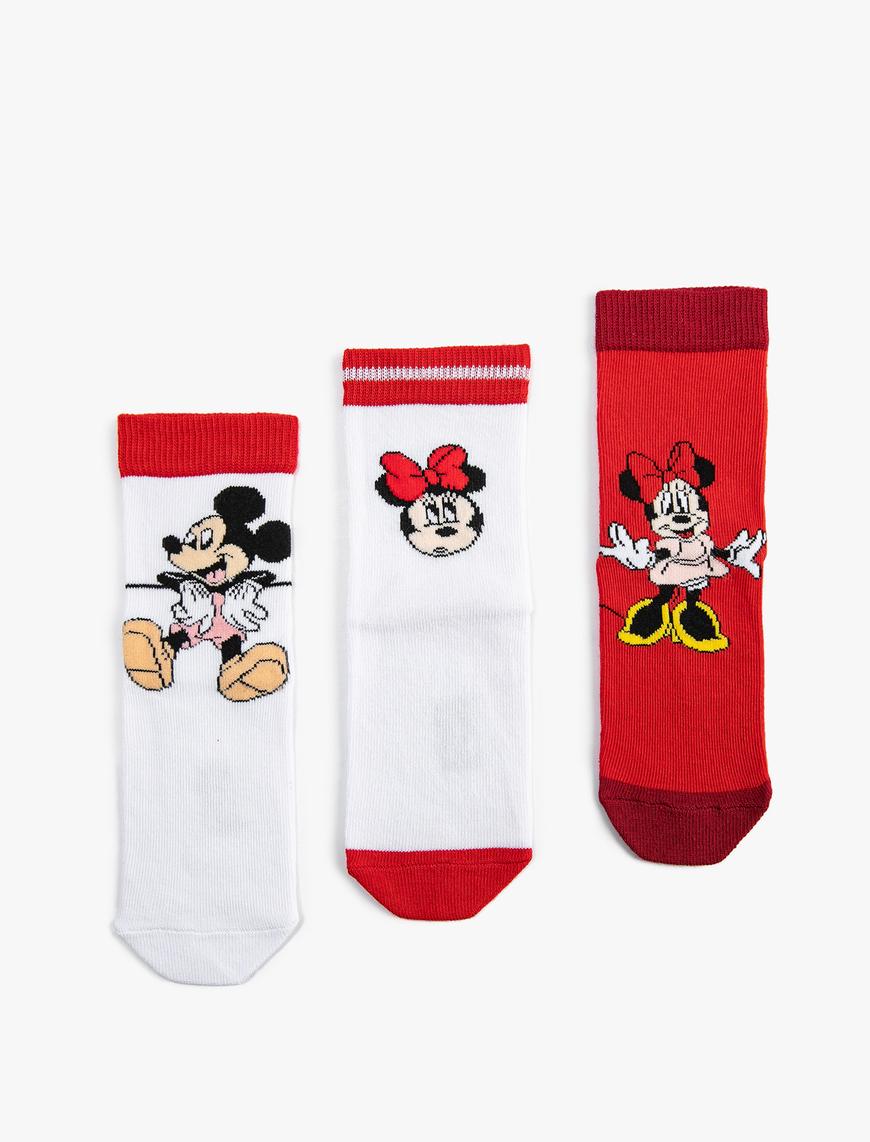  Kız Çocuk Mickey ve Minnie Mouse Çorap Seti Lisanslı 3’lü