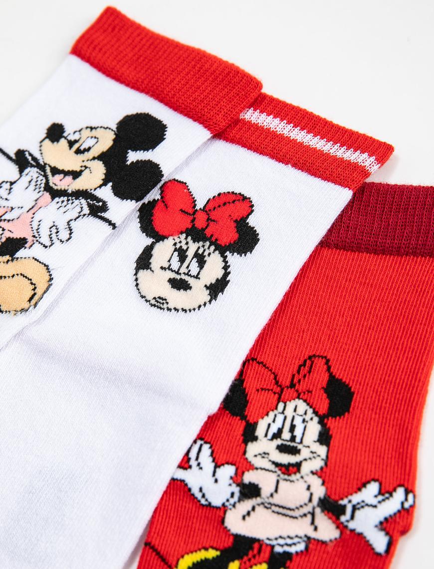  Kız Çocuk Mickey ve Minnie Mouse Çorap Seti Lisanslı 3’lü