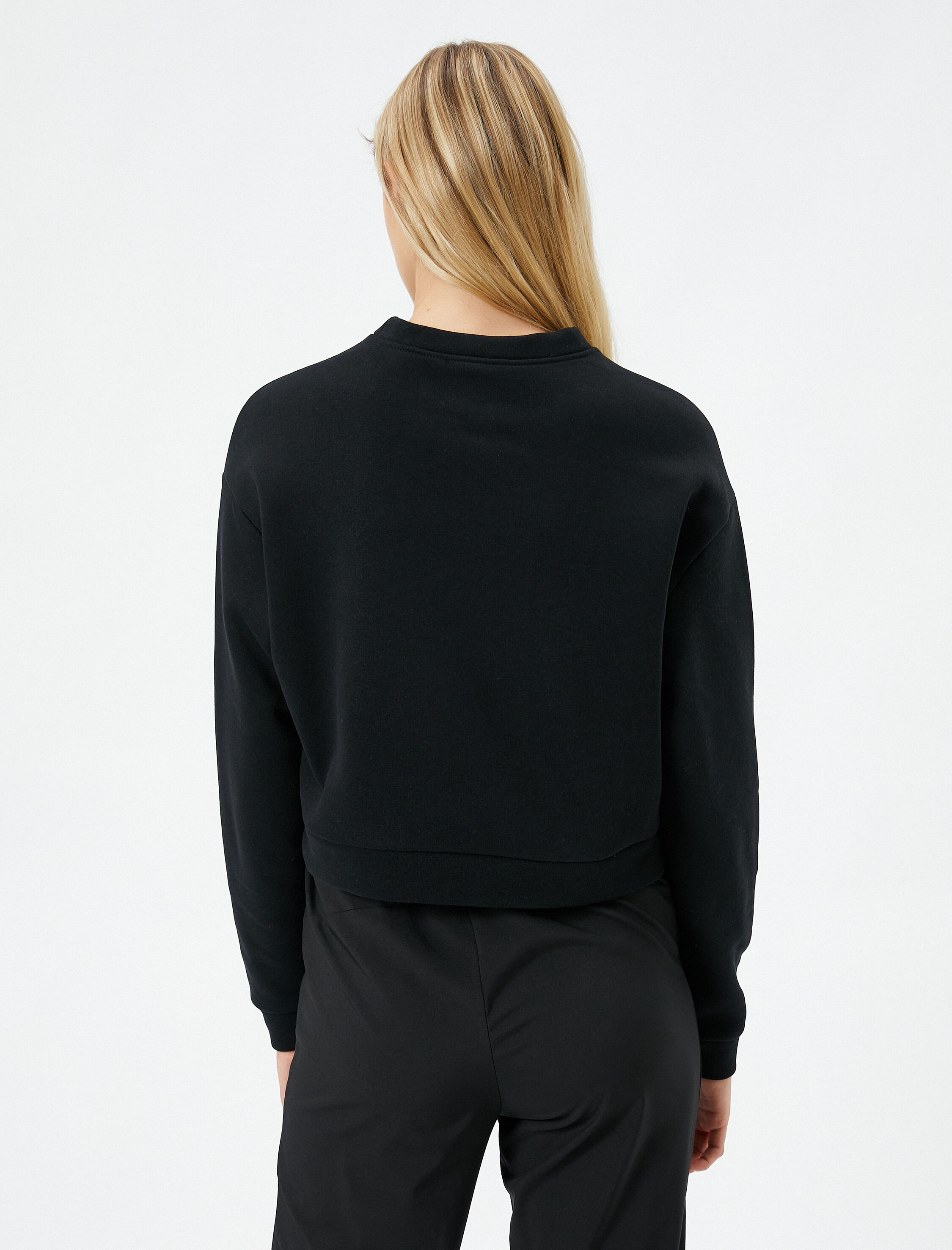 Spor Sweatshirt Şardonlu Bisiklet Yaka Uzun Kollu Ribanalı