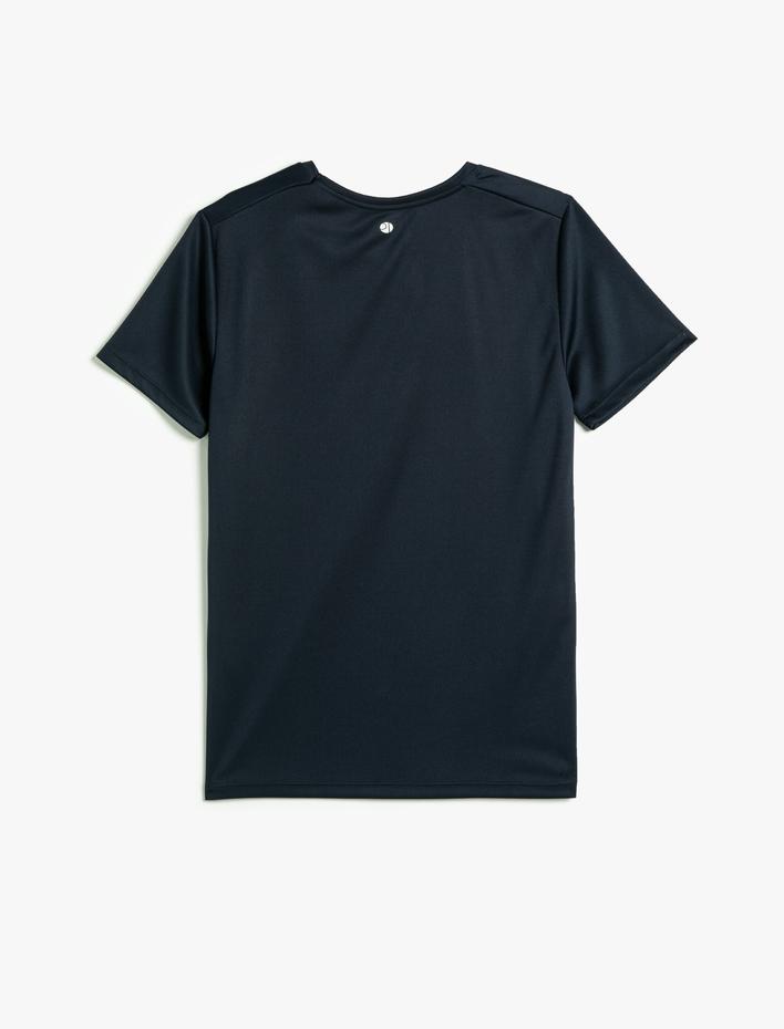  Basic Spor Tişört Reflektör Baskılı Bisiklet Yaka Kısa Kollu