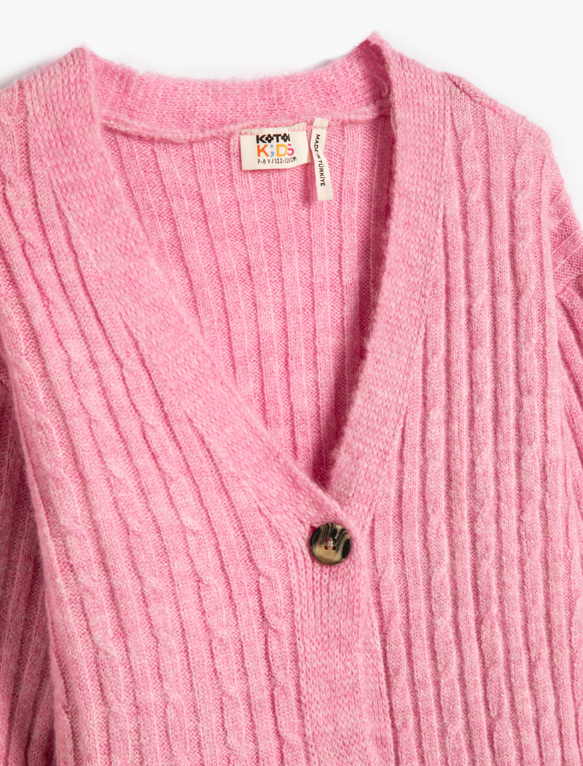  Kız Çocuk Hırka Triko Yumuşak Dokulu V Yaka Düğmeli Uzun Kollu