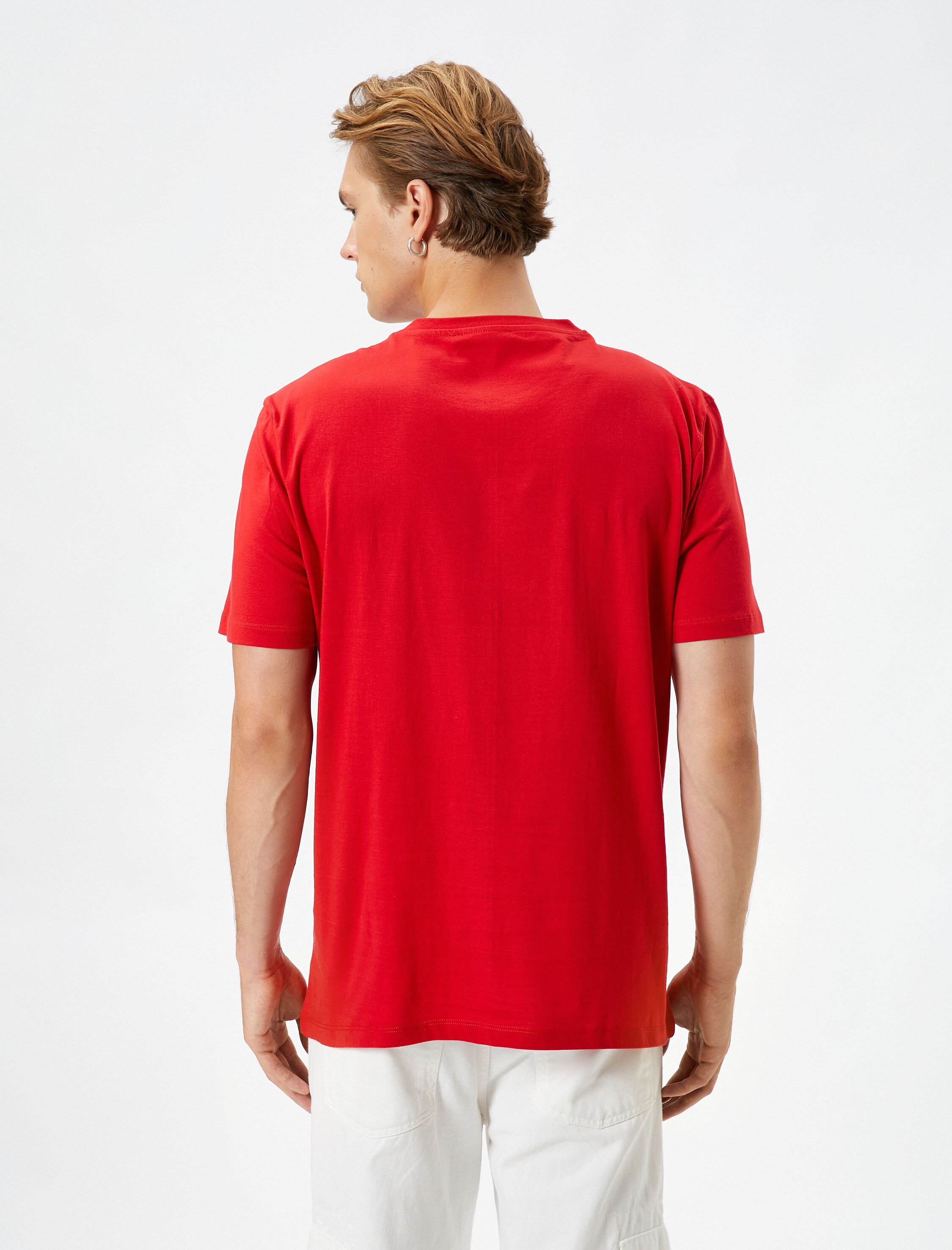   Slogan Baskılı Tişört Bisiklet Yaka Kısa Kollu Pamuklu