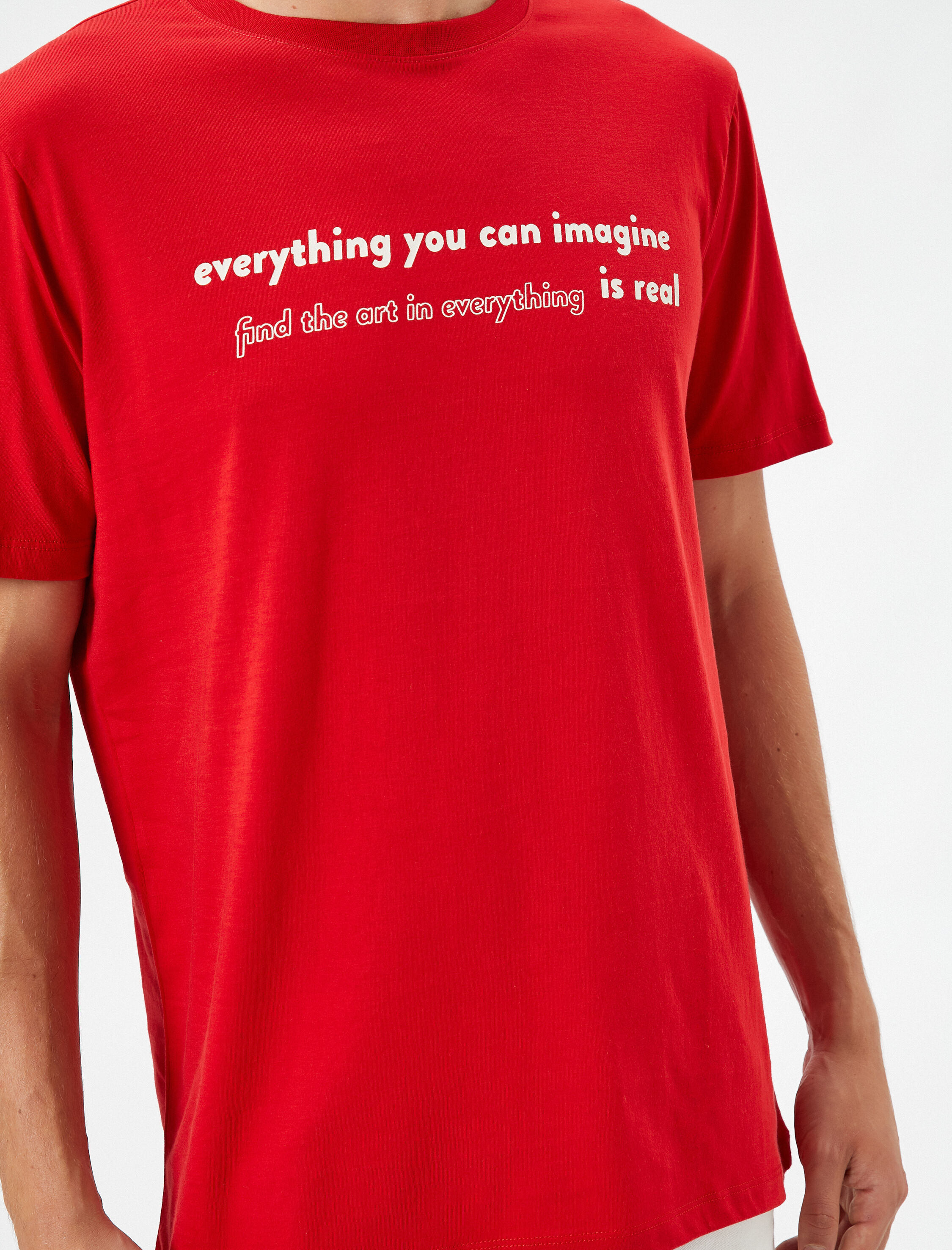   Slogan Baskılı Tişört Bisiklet Yaka Kısa Kollu Pamuklu