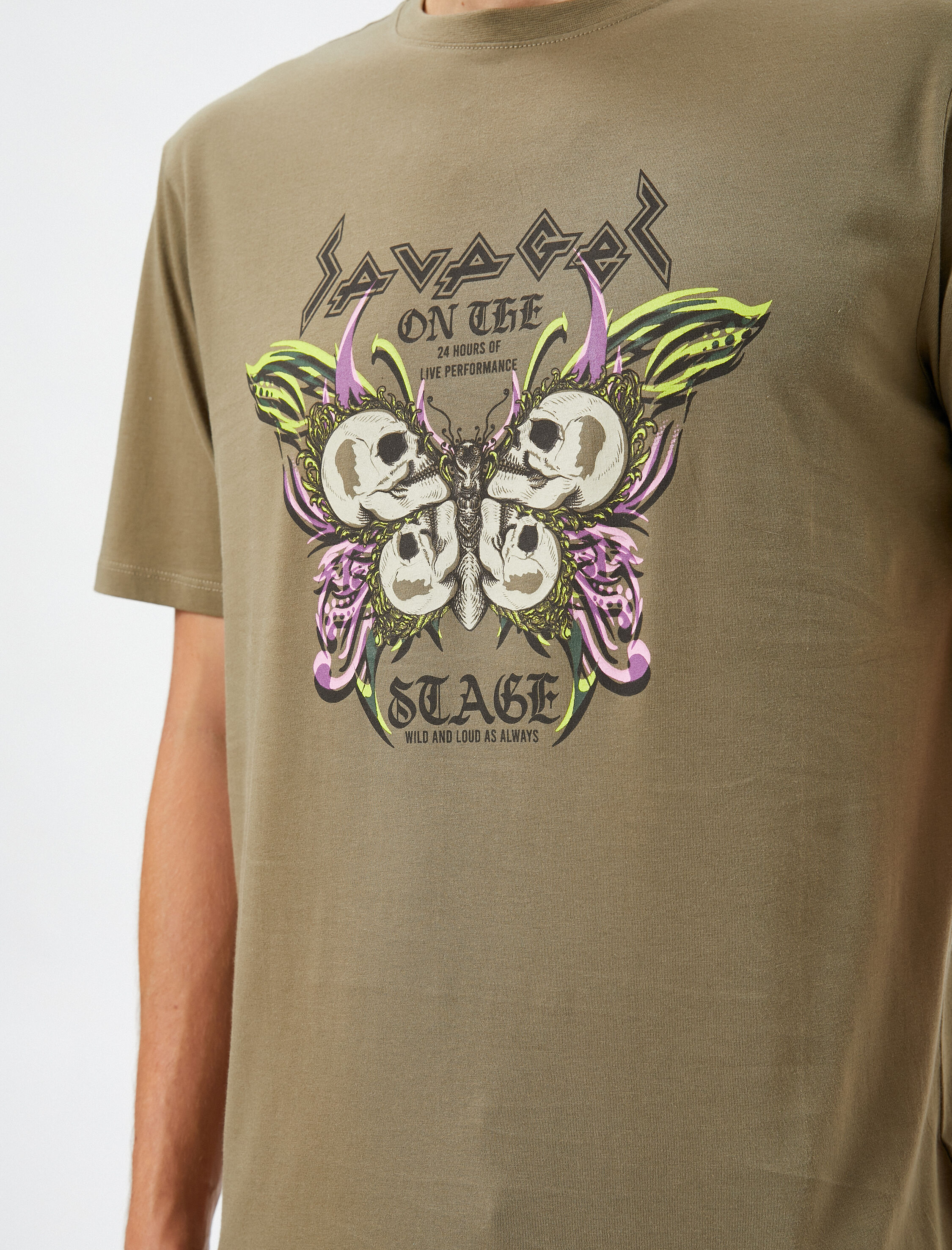   Slogan Baskılı Tişört Bisiklet Yaka Kısa Kollu Pamuklu