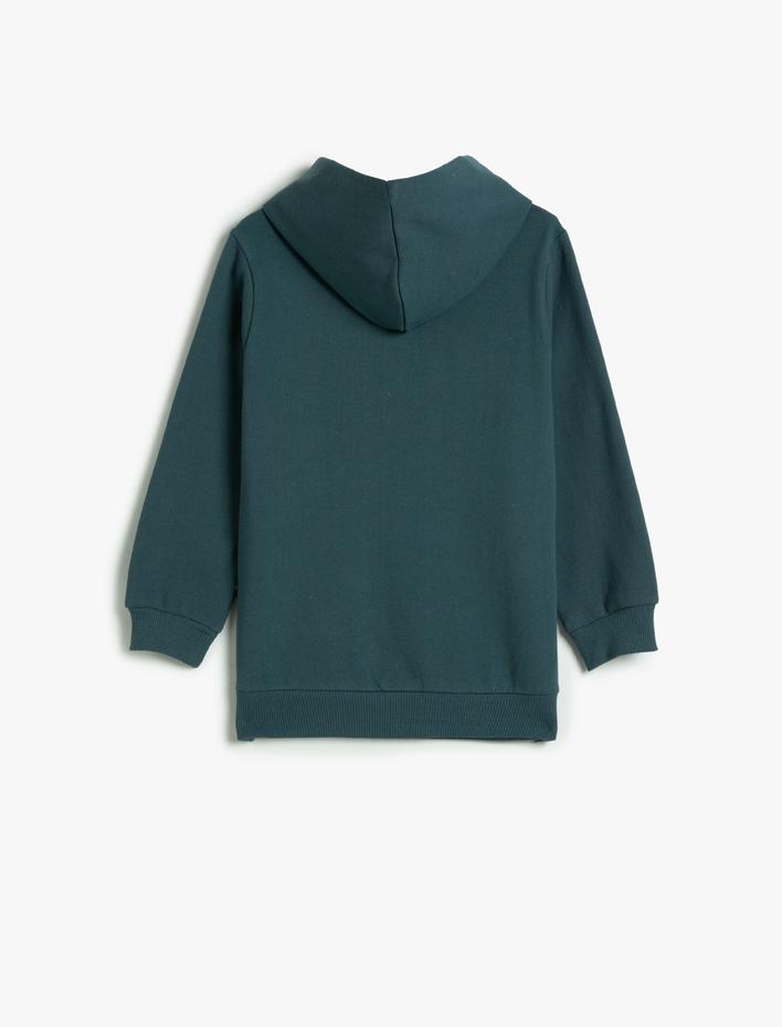 Erkek Çocuk Kapşonlu Sweatshirt Şardonlu Motorsiklet Baskılı Uzun Kollu Pamuklu