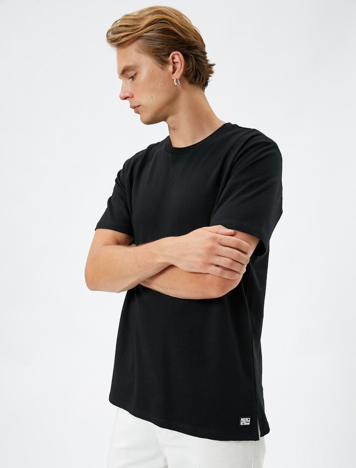  Basic Tişört Bisiklet Yaka Kısa Kollu Dikiş Detaylı Pamuklu