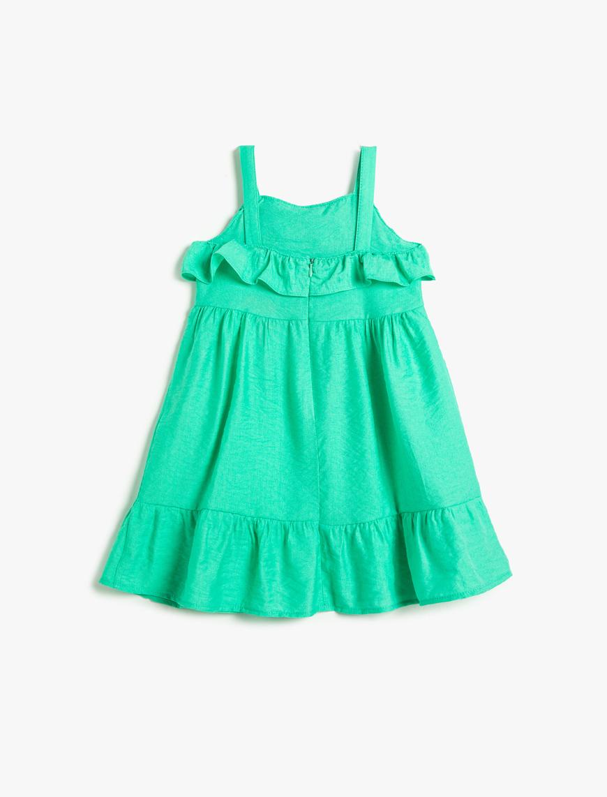  Kız Bebek Fırfırlı Elbise İnce Askılı Viskon Kumaş