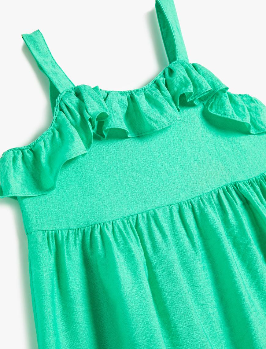  Kız Bebek Fırfırlı Elbise İnce Askılı Viskon Kumaş