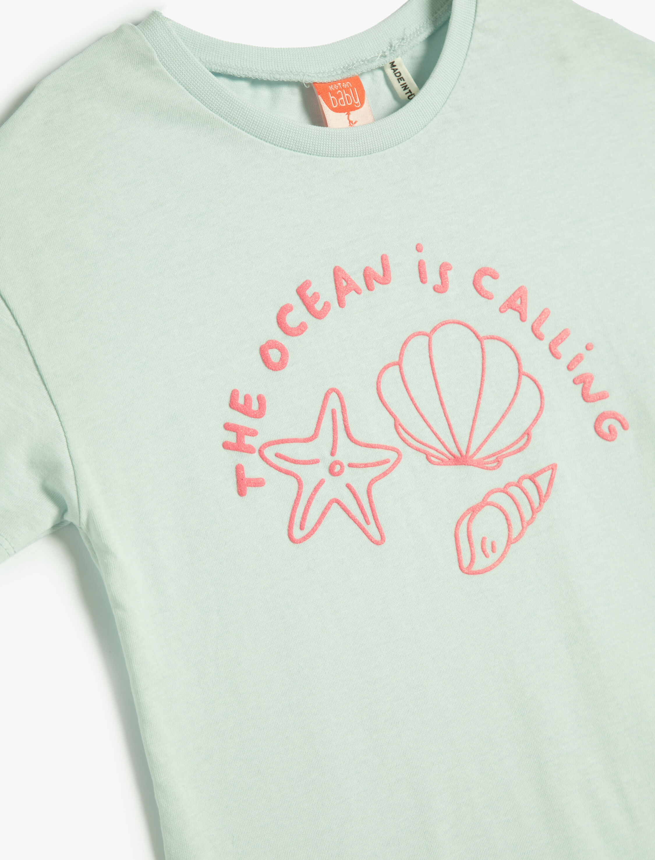  Kız Bebek Tişört Kısa Kollu Bisiklet Yaka  Baskılı Pamuklu