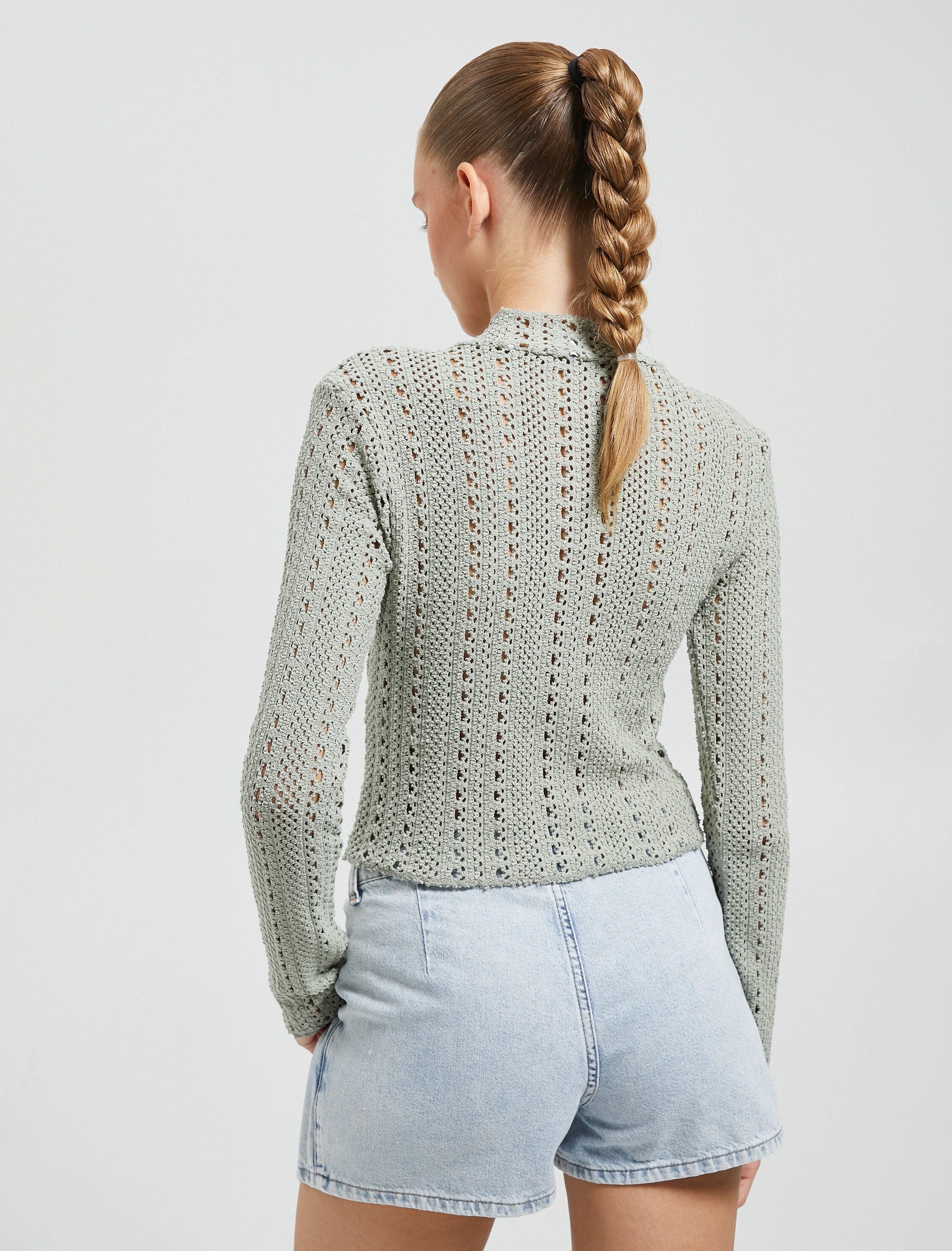   Uzun Kollu Ajurlu Tişört Dik Yaka Slim Fit