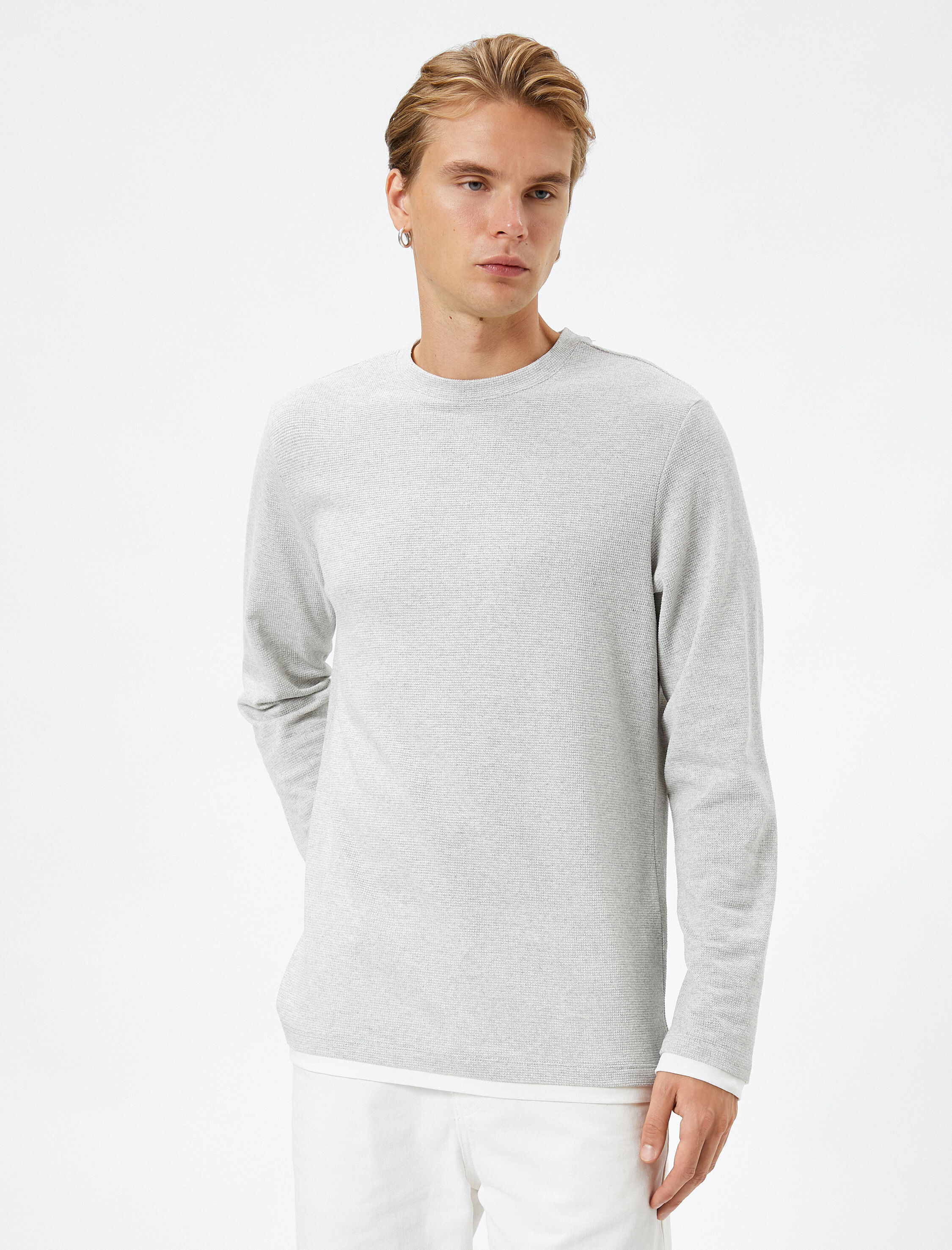   Uzun Kollu Tişört Basic Bisiklet Yaka