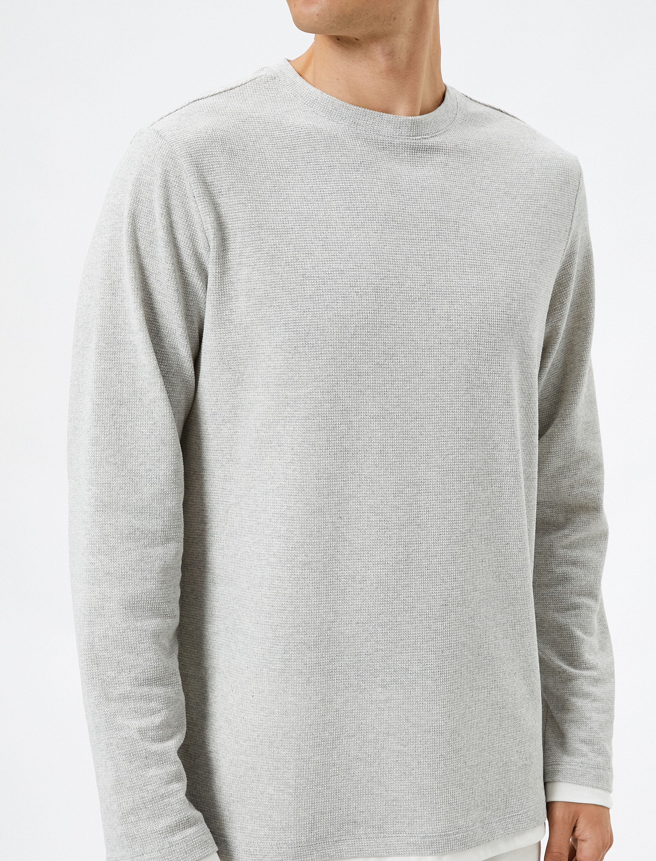   Uzun Kollu Tişört Basic Bisiklet Yaka