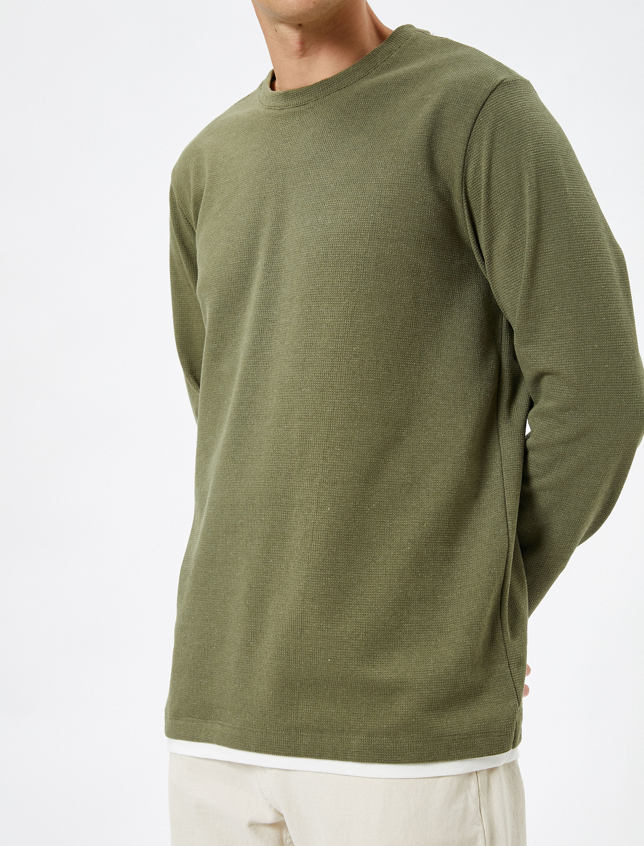   Uzun Kollu Tişört Basic Bisiklet Yaka