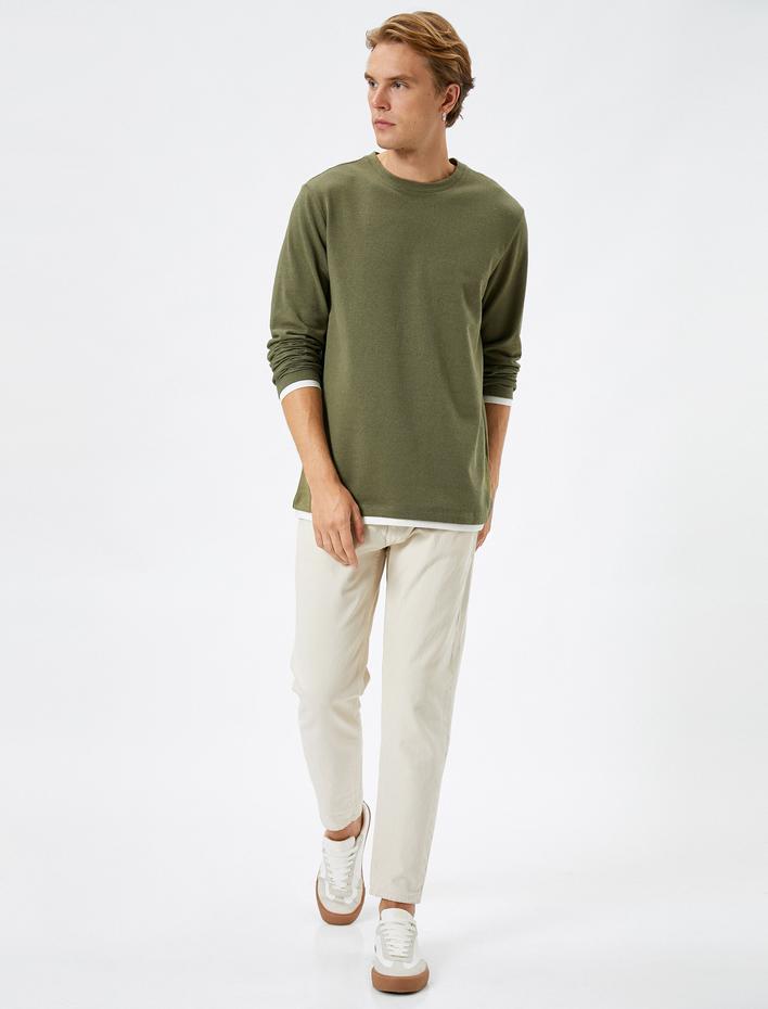  Uzun Kollu Tişört Basic Bisiklet Yaka