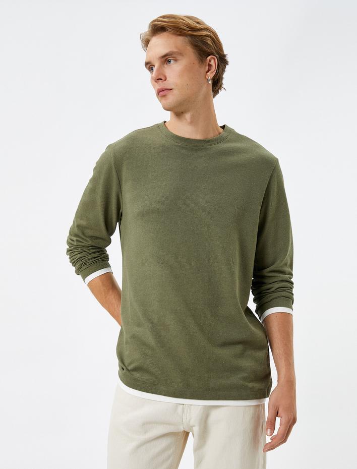  Uzun Kollu Tişört Basic Bisiklet Yaka