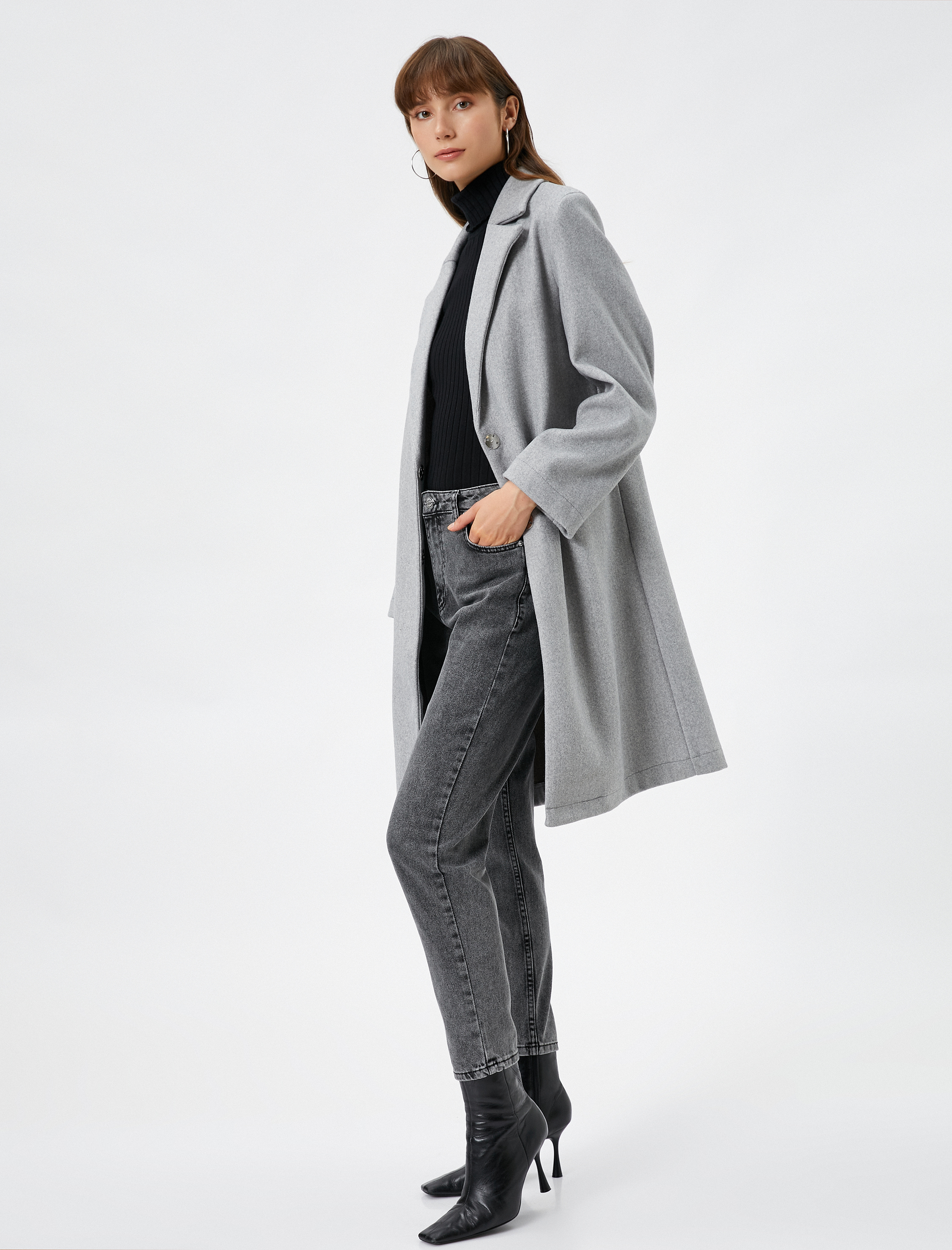   Midi Boy Kaşe Kaban