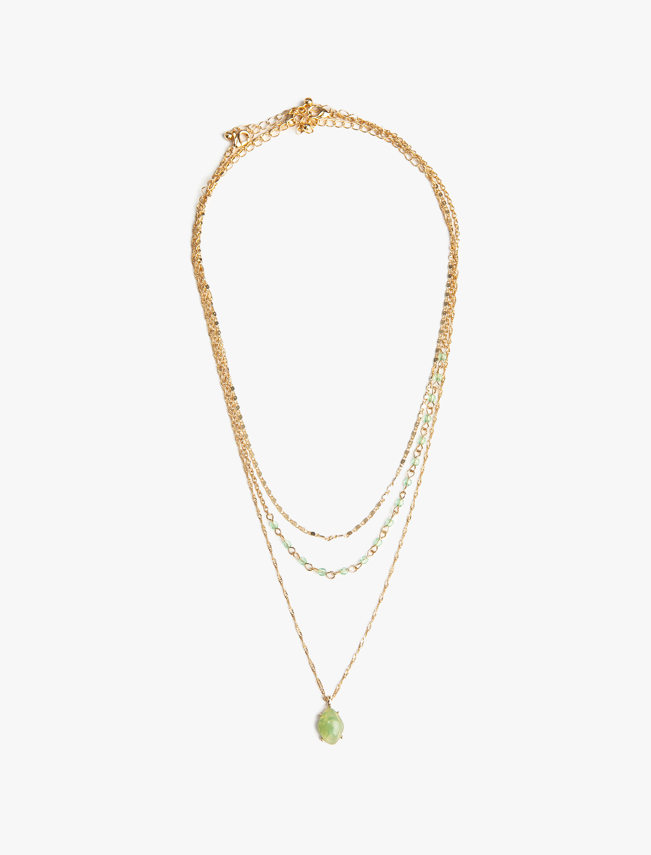  Kadın Zincir Kolye Çok Katlı Taş Boncuk Charmlı