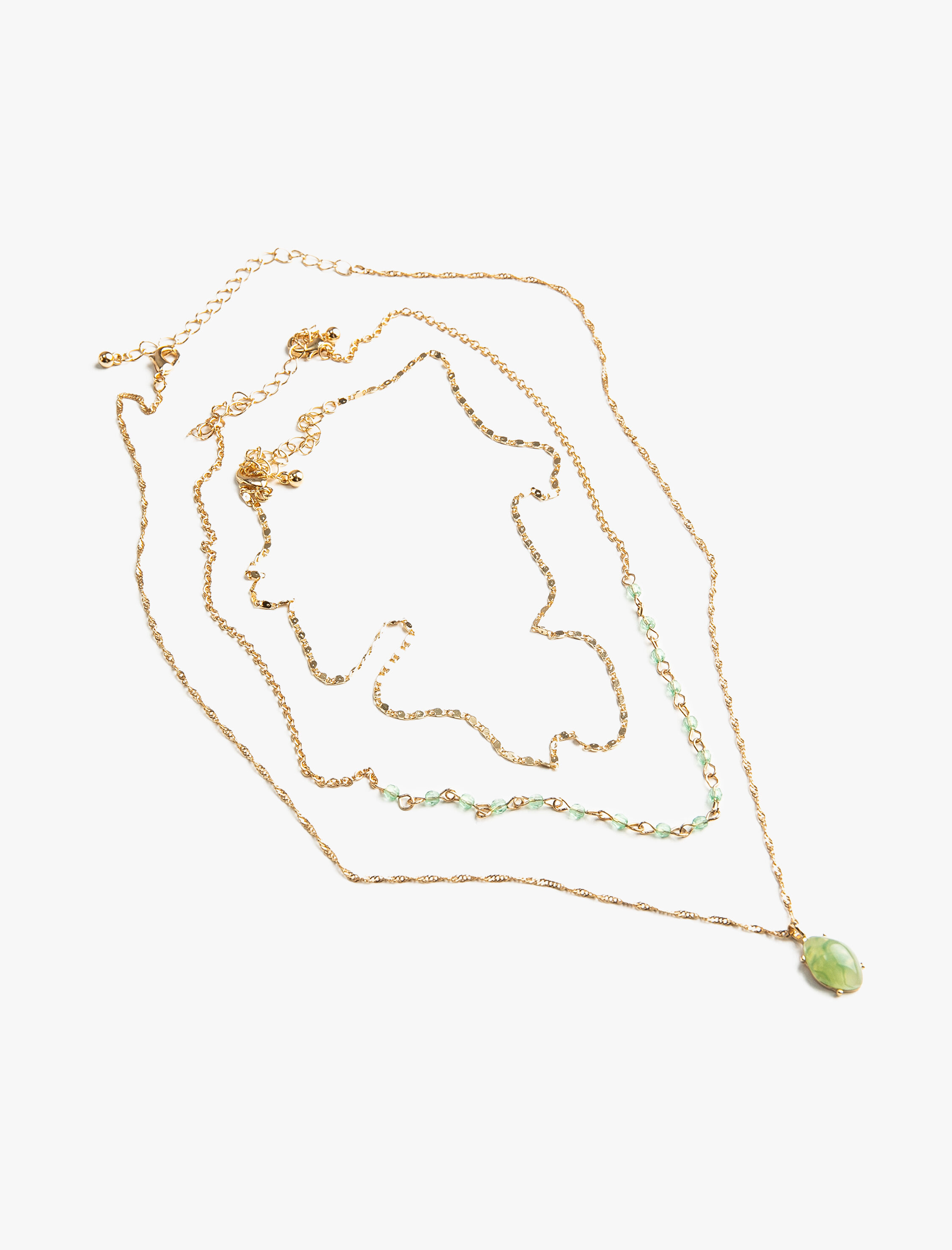  Kadın Zincir Kolye Çok Katlı Taş Boncuk Charmlı