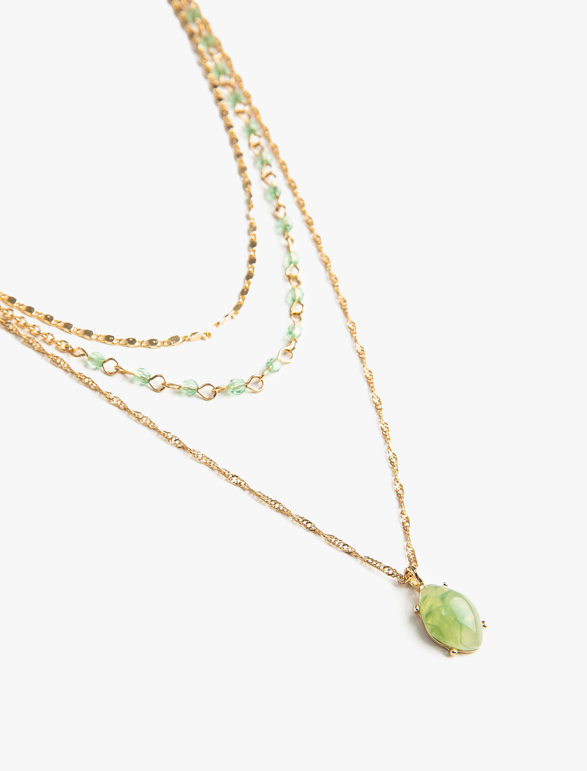  Kadın Zincir Kolye Çok Katlı Taş Boncuk Charmlı