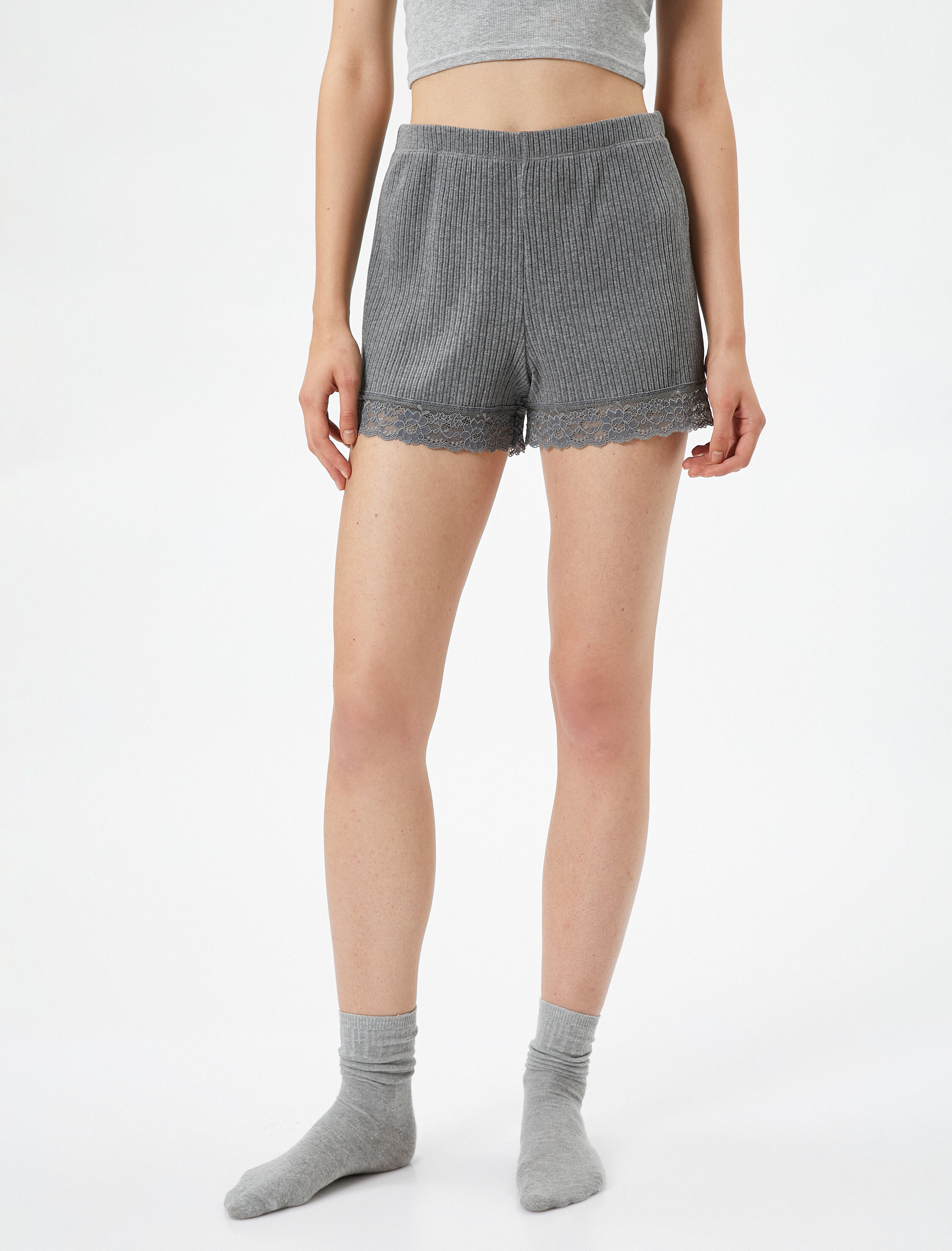   Şort Pijama Altı Fitilli Dantel Detaylı