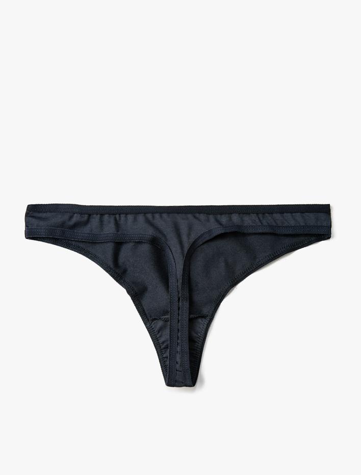  Pamuklu String Külot Slogan Baskılı