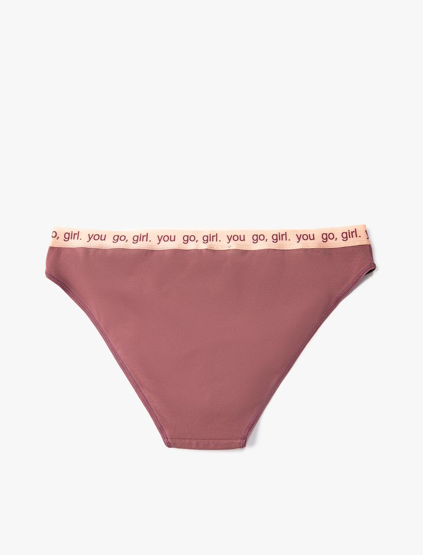   Pamuklu Brief Külot Beli Slogan Nakışlı Ribanalı