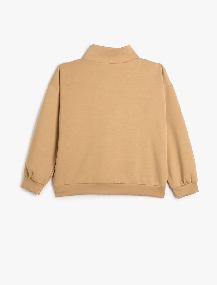  Uzun Kollu Pijama Üstü Dik Yaka Cepli Fermuarlı