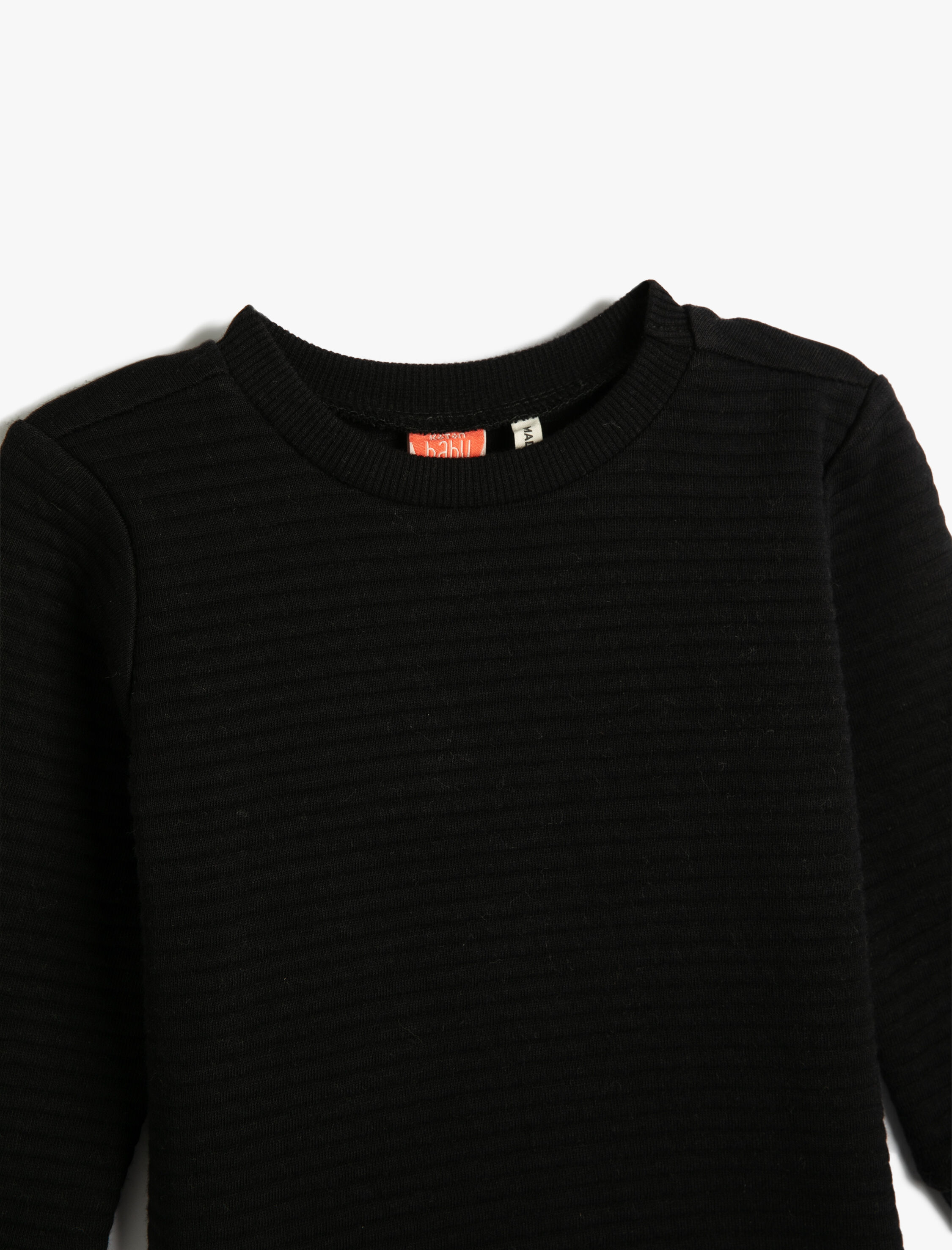  Erkek Bebek Basic Sweatshirt Dokulu Bisiklet Yaka Pamuklu