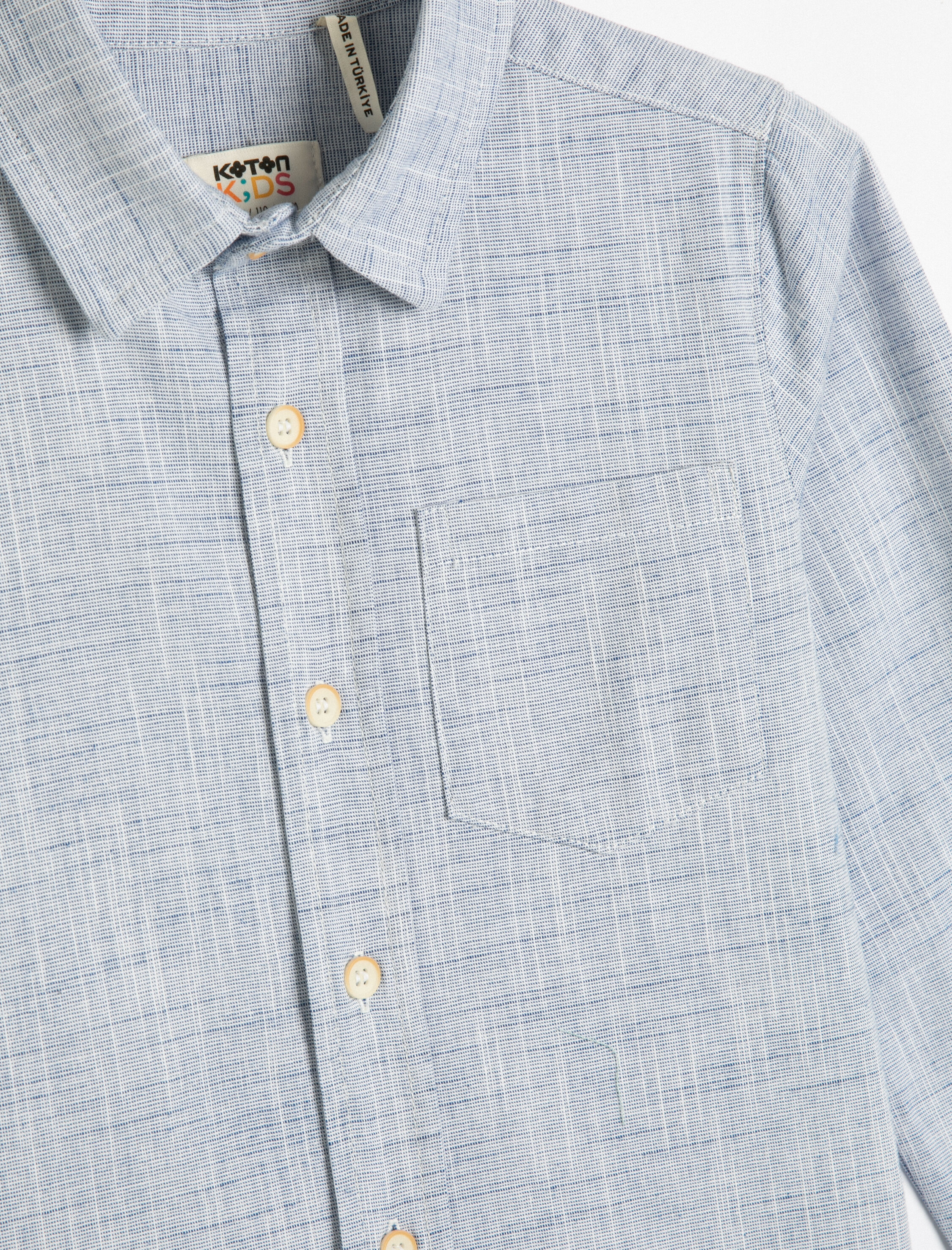  Erkek Çocuk Gömlek Uzun Kollu Cep Detaylı Pamuklu