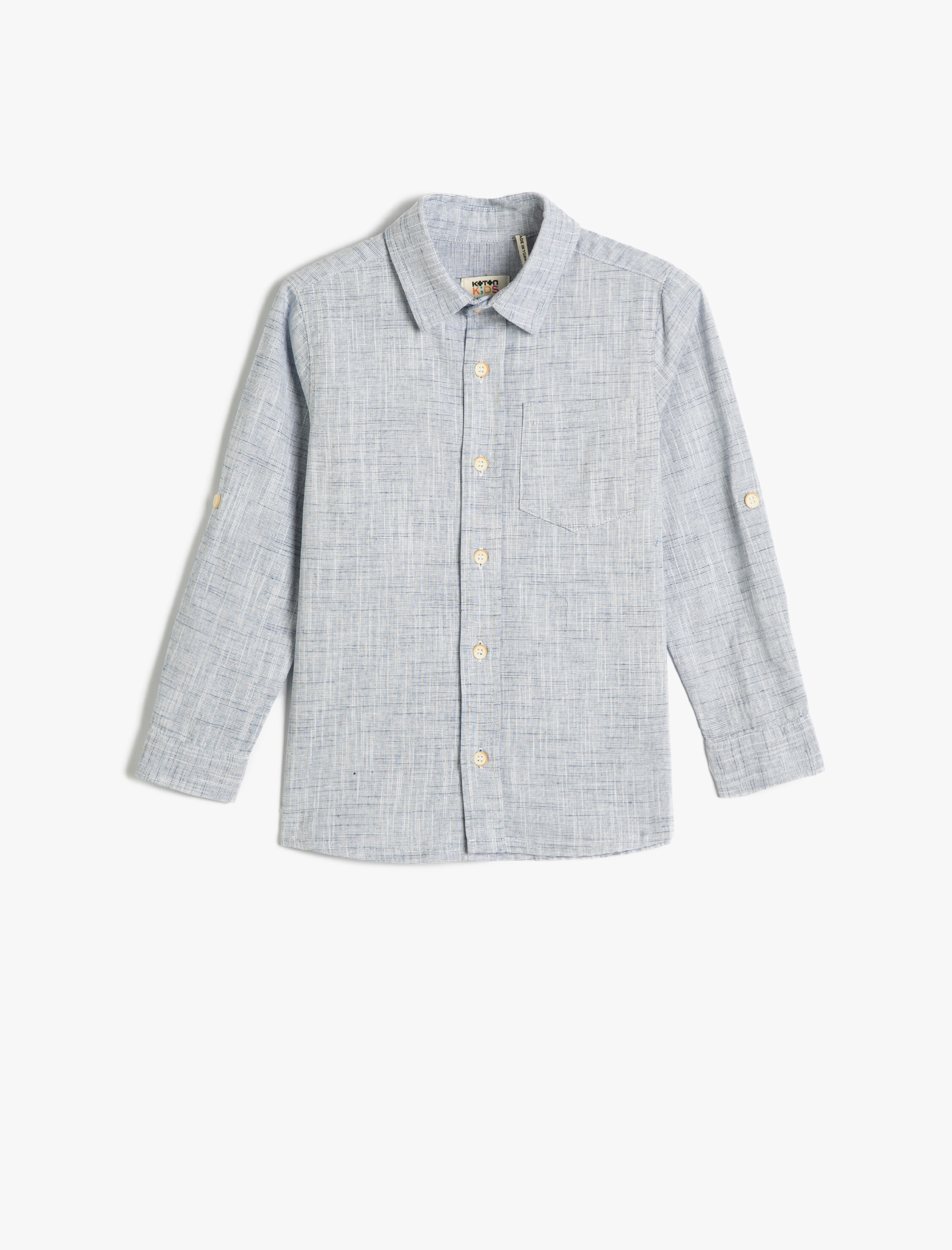  Erkek Çocuk Gömlek Uzun Kollu Cep Detaylı Pamuklu