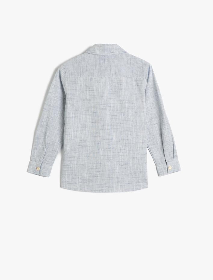 Erkek Çocuk Gömlek Uzun Kollu Cep Detaylı Pamuklu