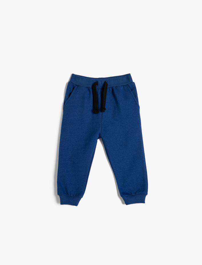 Erkek Bebek Basic Jogger Eşofman Altı Şardonlu Beli Bağlamalı Pamuklu