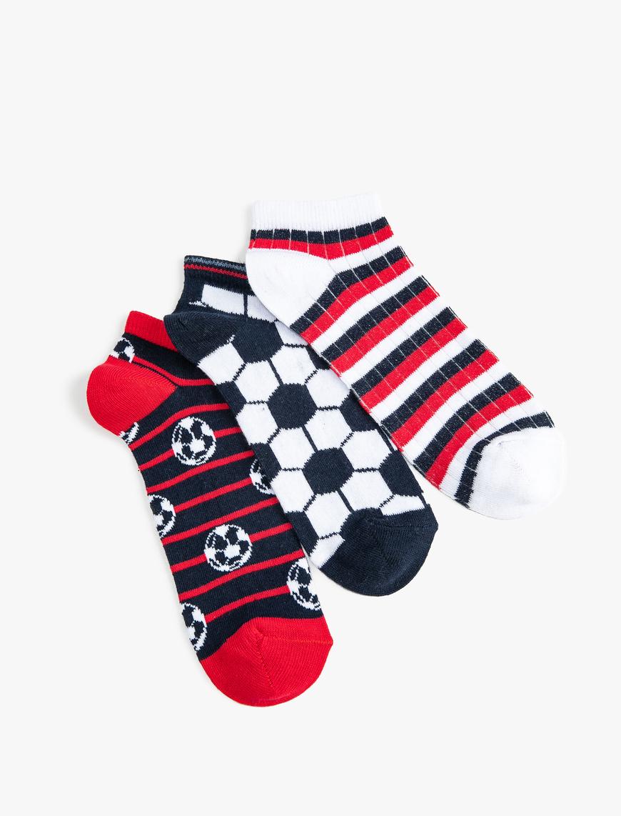  Erkek Çocuk Çizgili Çorap Seti Çok Renkli 3’lü