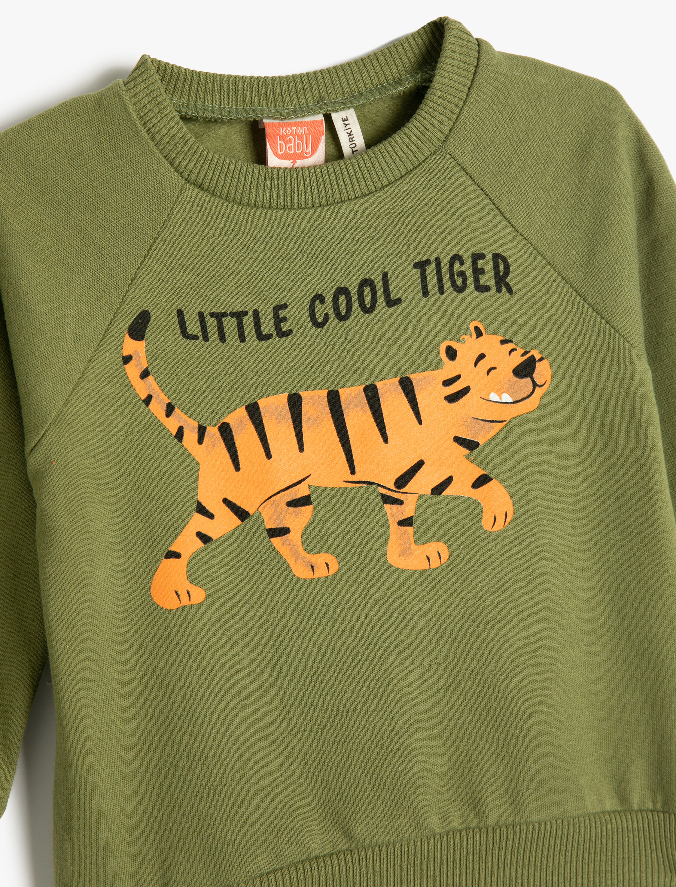  Erkek Bebek Kaplan Baskılı Sweatshirt Uzun Kollu Şardonlu Pamuklu